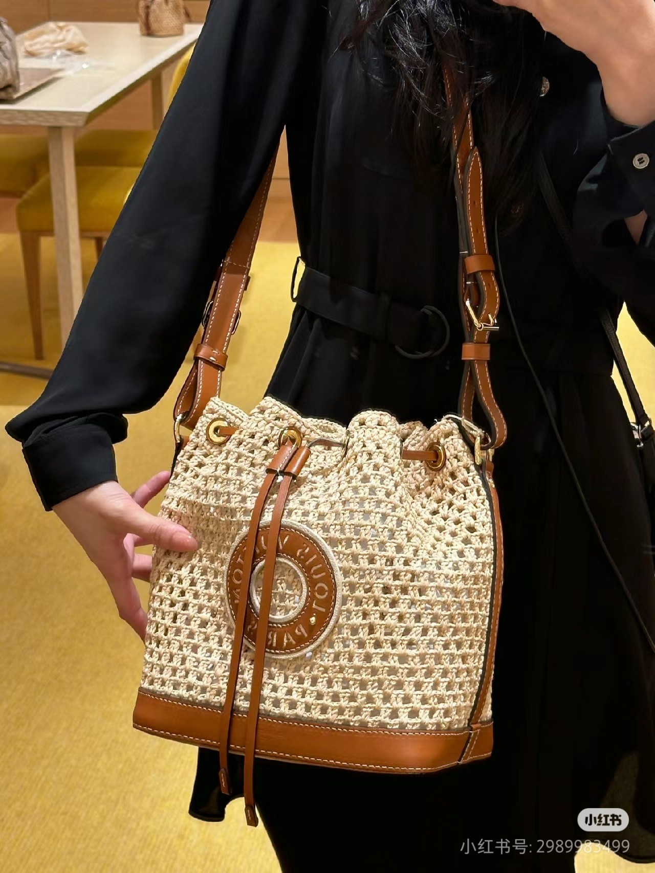 Louis Vuitton Bovenkant
 Tassen Emmer Tas Knock -off hoogste kwaliteit
 Weven Raffia Stro geweven M24722