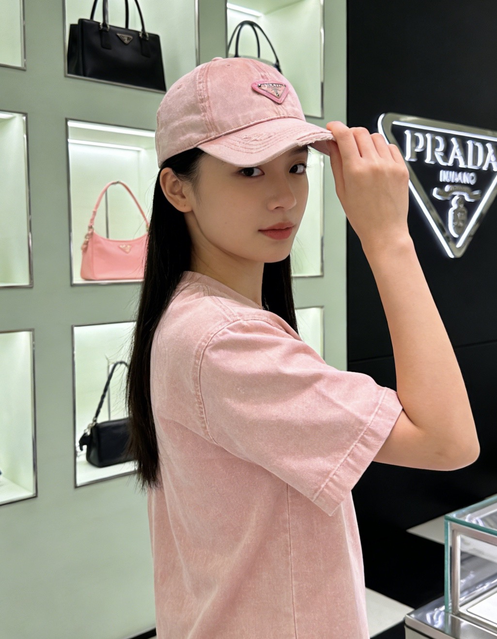 🎀普拉达牛仔洗水破洞春夏棒球帽