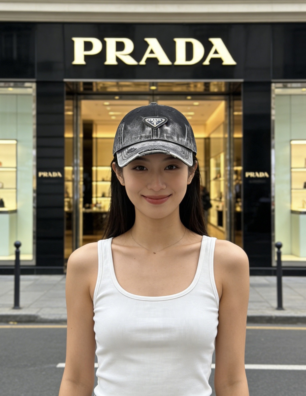 🎀普拉达牛仔洗水破洞春夏棒球帽