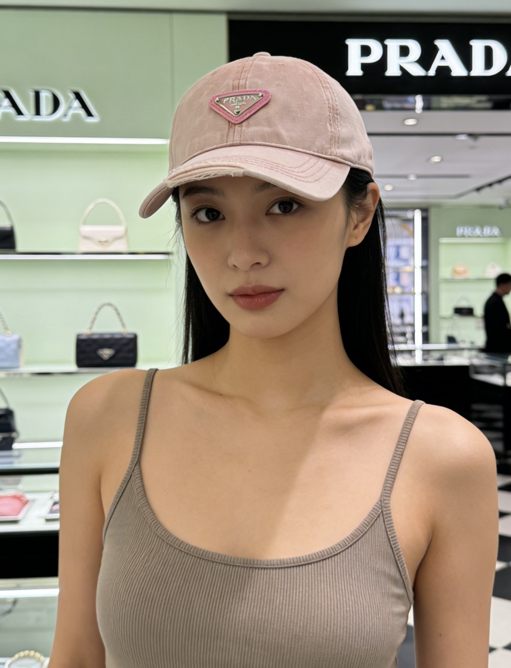 🎀普拉达牛仔洗水破洞春夏棒球帽