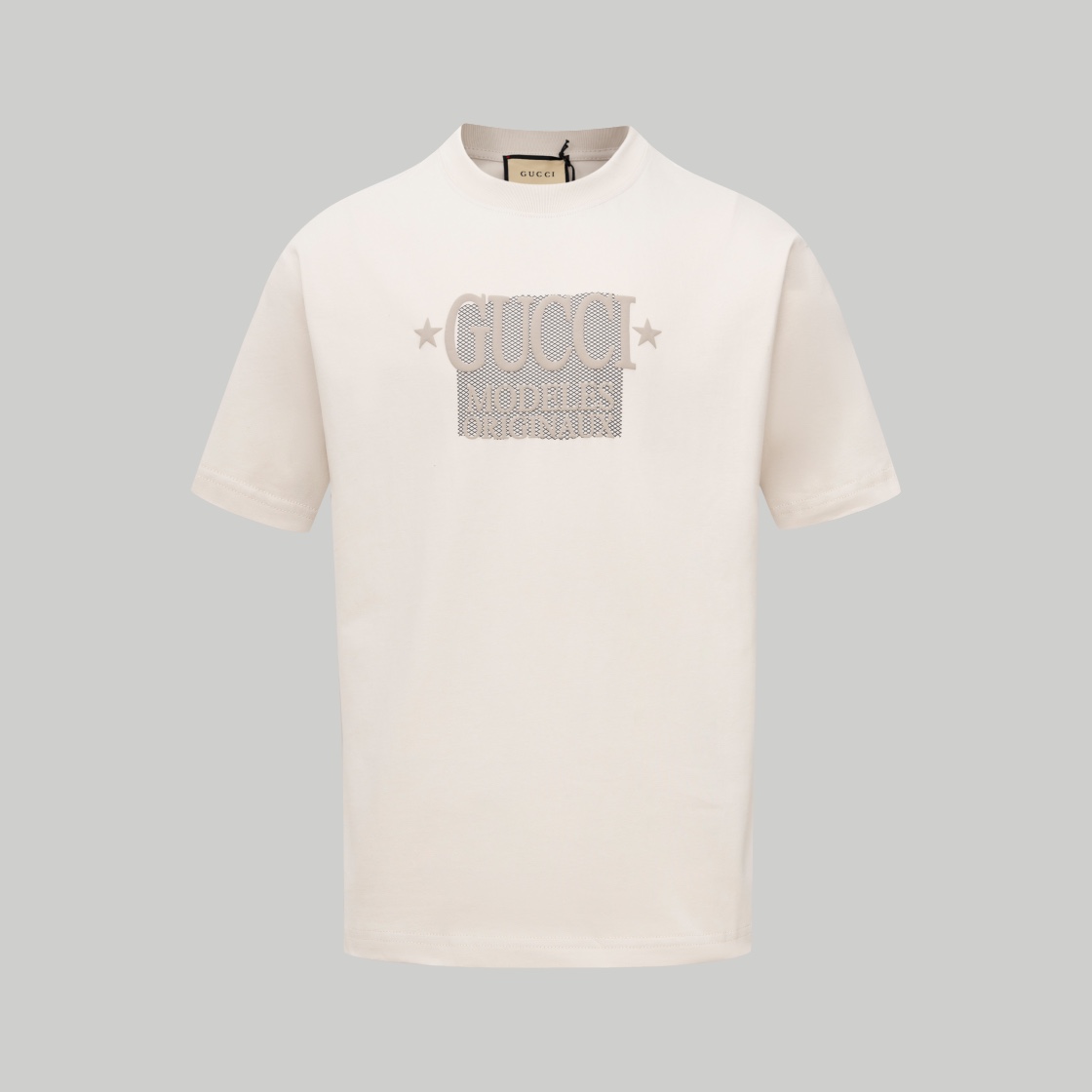 Gucci Clothing T-Shirt Beige Blue Dark Printing Unisex Short Sleeve