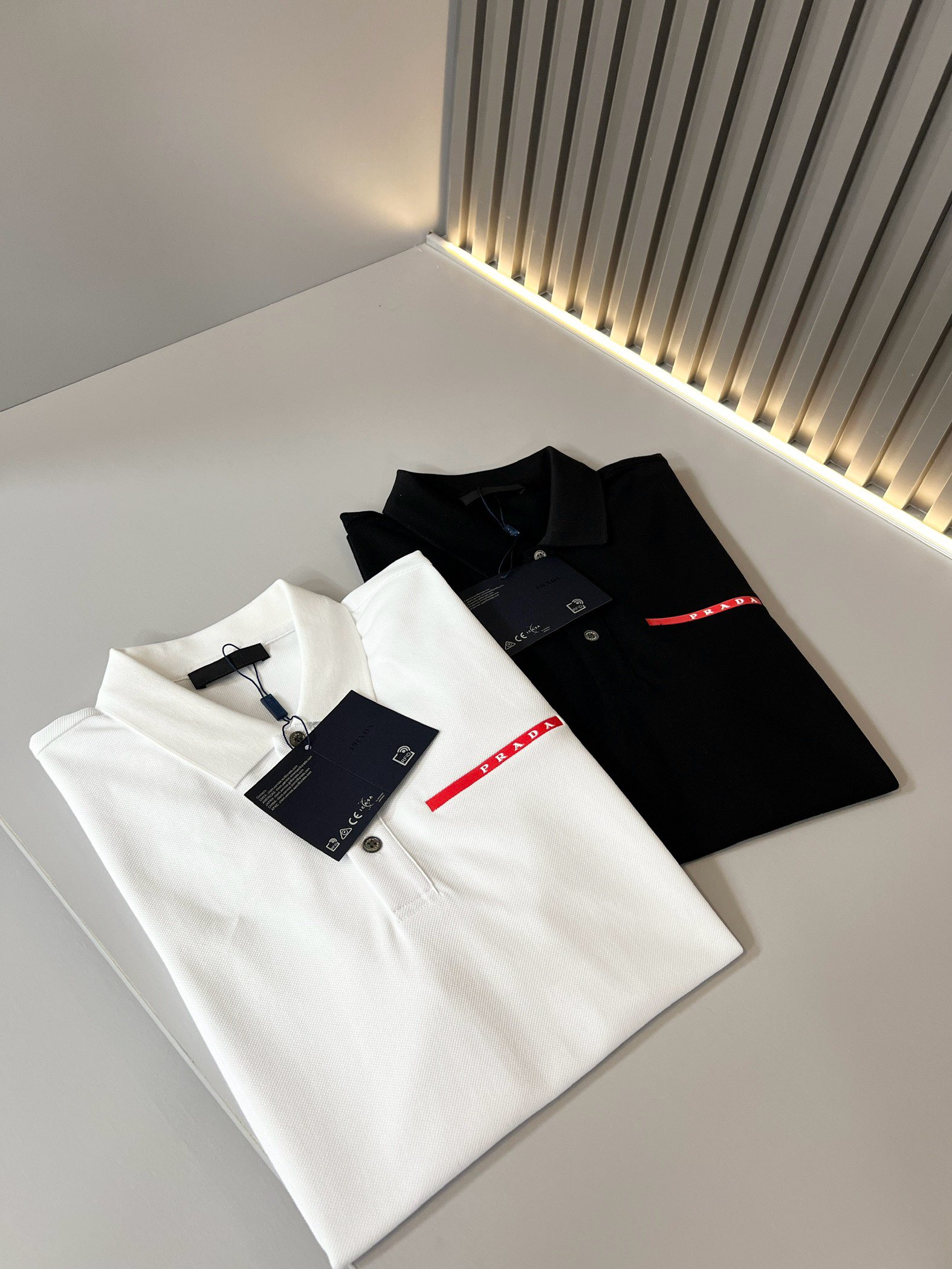 Prada Clothing Polo T-Shirt Black White Cotton Spring/Summer Collection Fashion Short Sleeve