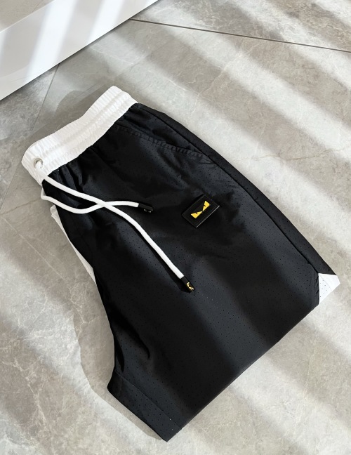Fendi 2025 Spring/Summer Black Cotton Blend Shorts with Drawstring Waist 1 Fendi 2025 Spring/Summer Black Cotton Blend Shorts with Drawstring Waist