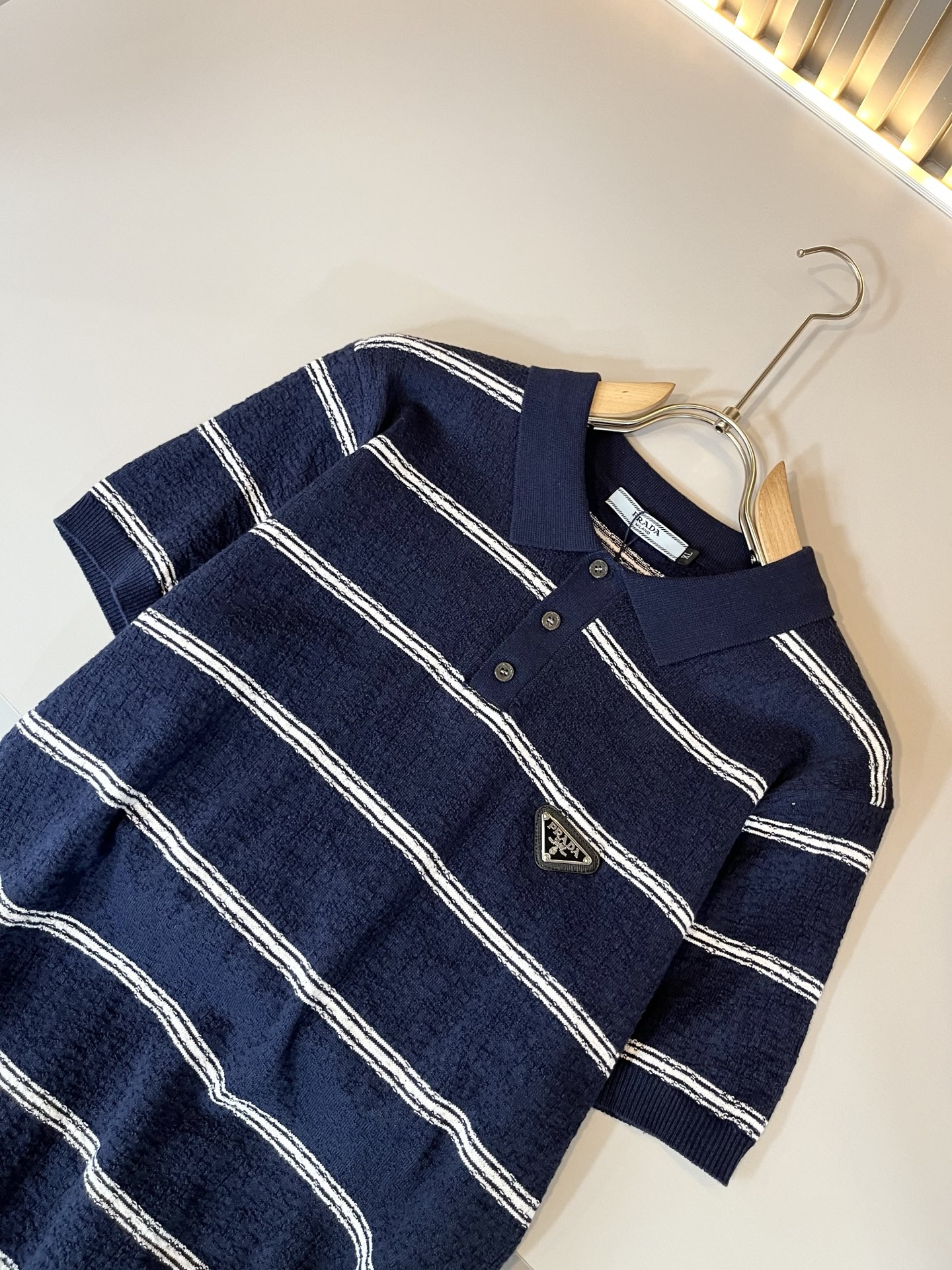Prada Men's Striped Knit Polo Shirt Short Sleeve T-Shirt Classic Fashion 6 i1748198325528 9725 0 4