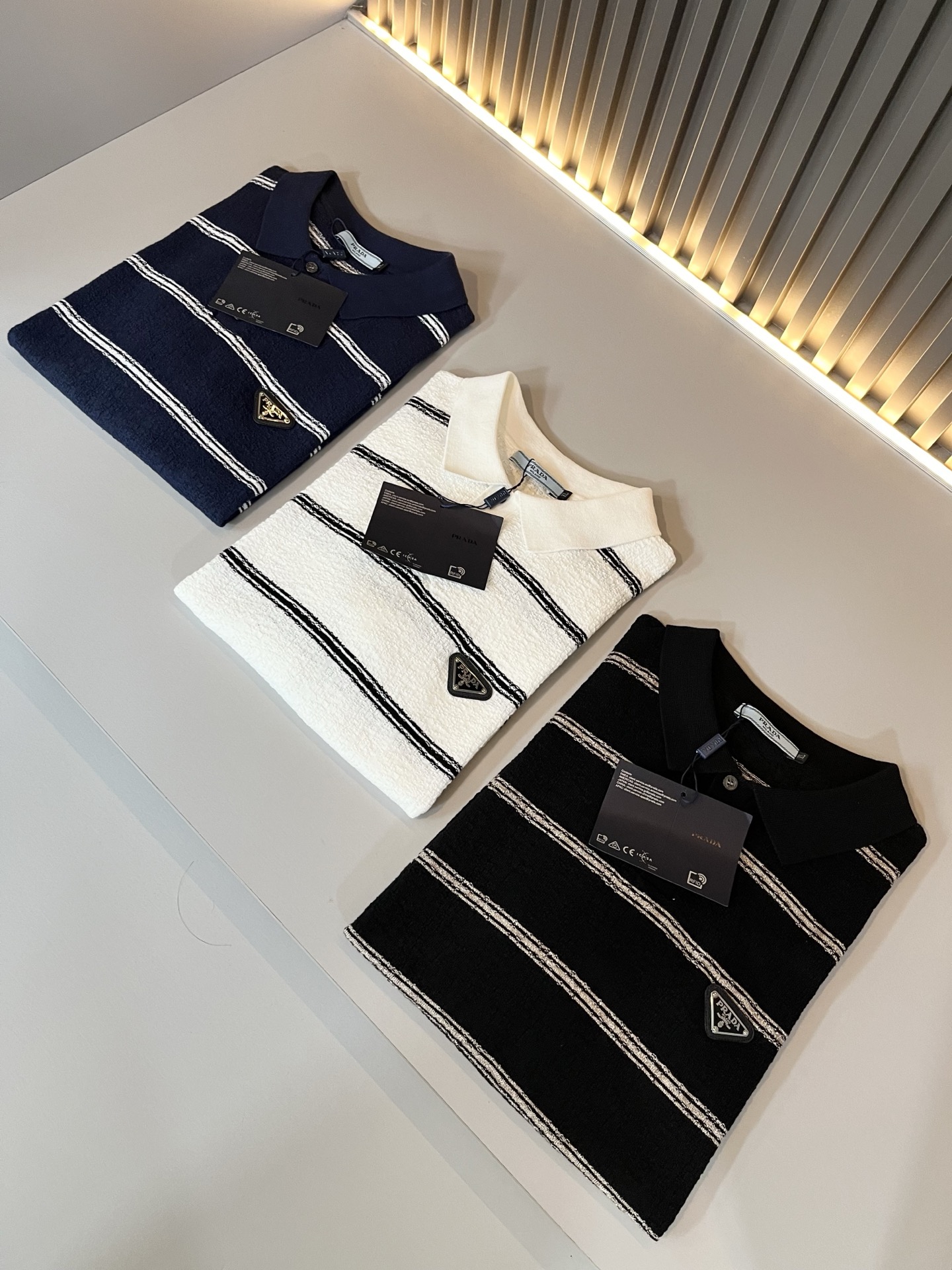 Prada Men's Striped Knit Polo Shirt Short Sleeve T-Shirt Classic Fashion 2 i1748198327128 1256 0 0