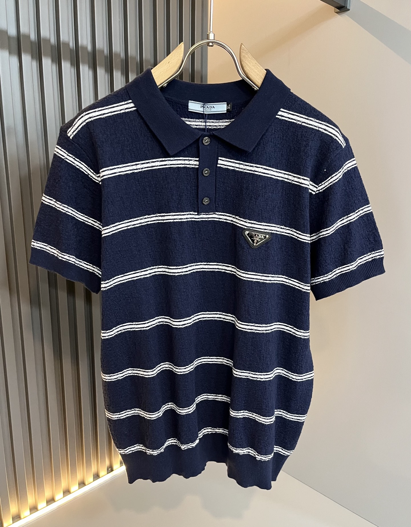 Prada Men's Striped Knit Polo Shirt Short Sleeve T-Shirt Classic Fashion 3 i1748198327313 5236 0 1