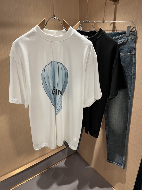 CELINE Camiseta de Manga Corta con Estampado de Globo para Hombre y Mujer 1 CELINE Camiseta de Manga Corta con Estampado de Globo para Hombre y Mujer