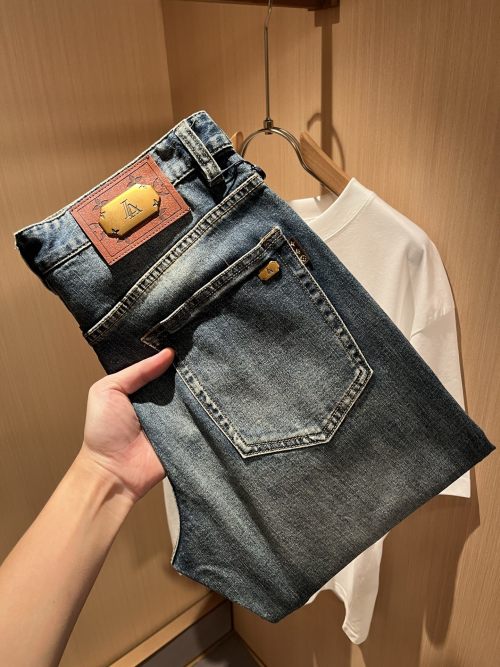 Louis Vuitton Men's Classic Straight-Leg Washed Denim Jeans - SS25 Collection 1 Louis Vuitton Men's Classic Straight-Leg Washed Denim Jeans - SS25 Collection