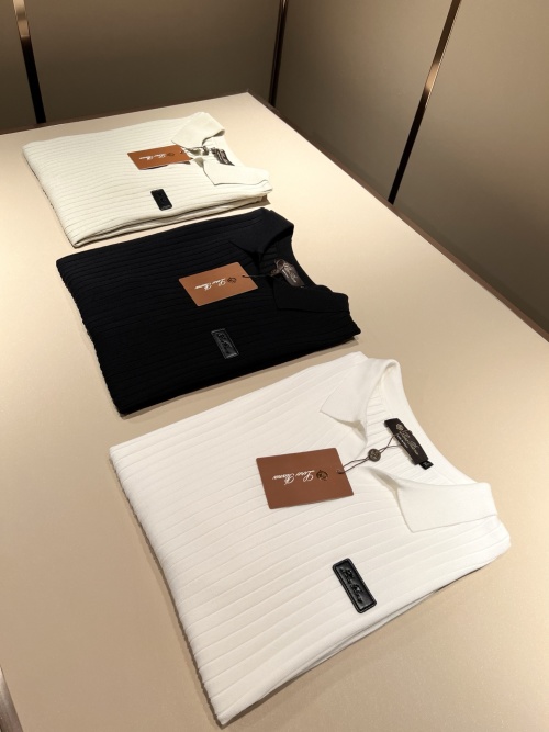 Loro Piana Camiseta de Punto de Manga Corta para Hombre, Diseño Elegante 1 Loro Piana Camiseta de Punto de Manga Corta para Hombre, Diseño Elegante