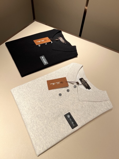 Loro Piana Men's Spring Knit Polo Shirt | Short Sleeve, Leather Logo 1 Loro Piana Men's Spring Knit Polo Shirt | Short Sleeve, Leather Logo