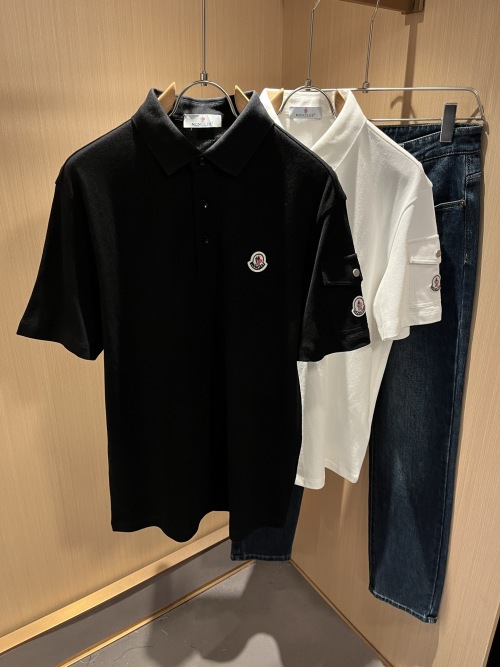 Moncler Men's Short Sleeve Polo Shirt - Breathable Pique Cotton, Embroidered Logo 1 Moncler Men's Short Sleeve Polo Shirt - Breathable Pique Cotton, Embroidered Logo