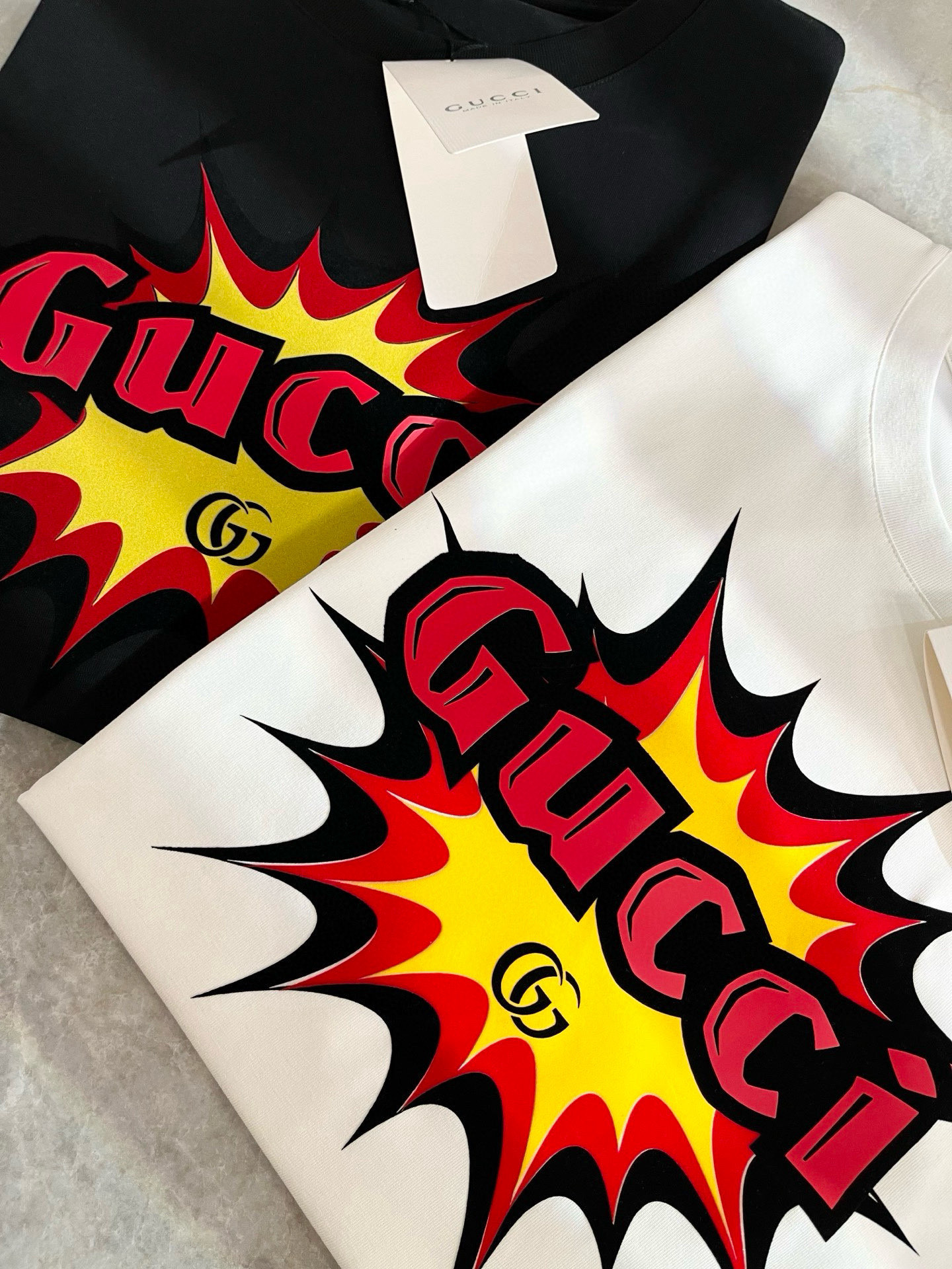 Gucc*古家 2025春夏新款男女同情侣款👫休闲宽松棉质圆领短袖T恤衫！贸易公司渠道稀出，同步官网发售