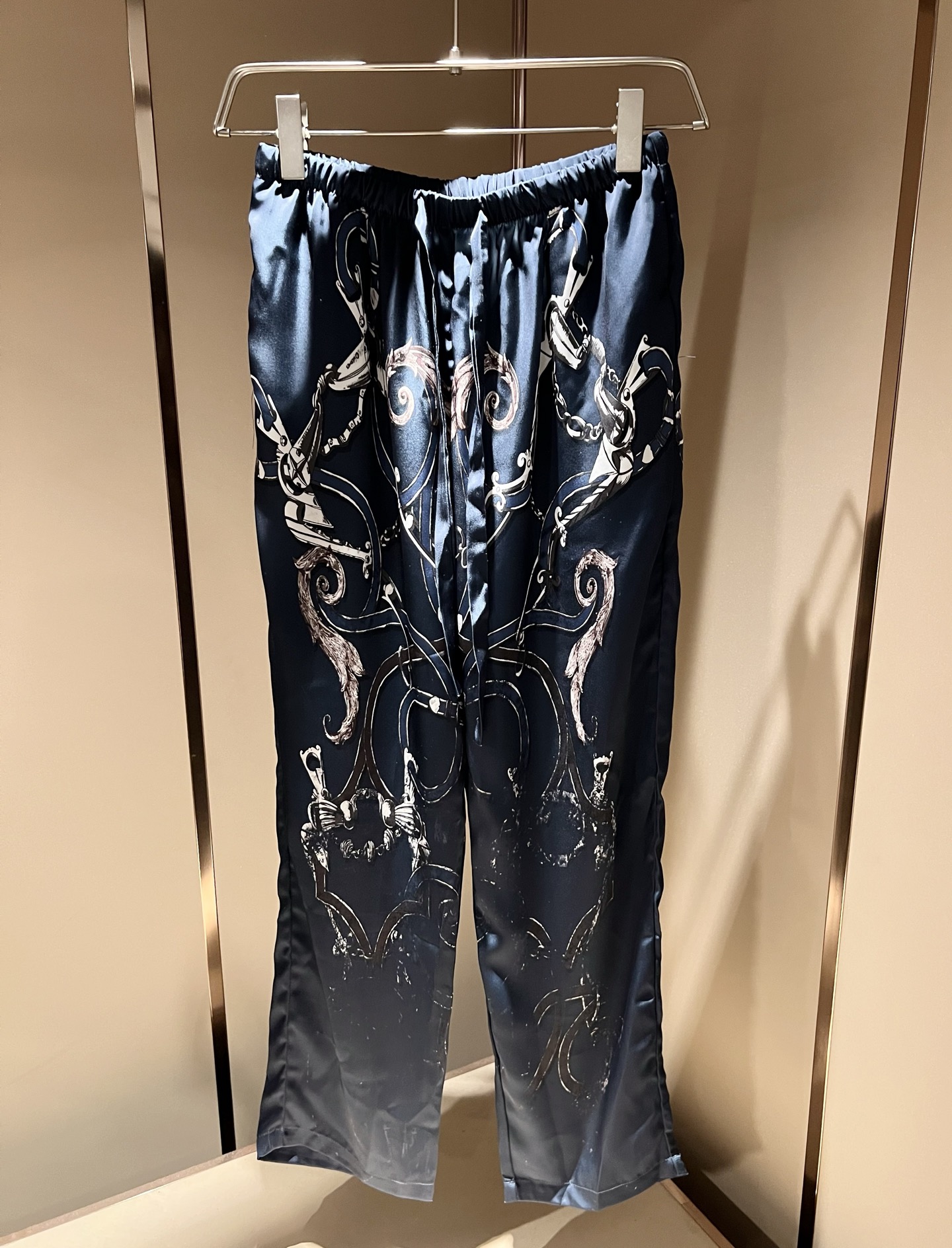 Hermes Men's Silk Pajama Pants High-End Casual Sleepwear Set