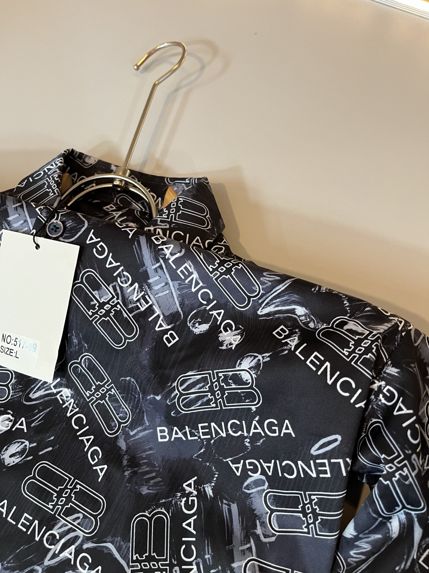 BALENCI*GA巴黎*家 2025秋季新款男女同款👫衬衣，走秀图案印花时尚休闲短袖衬衣，全景logo