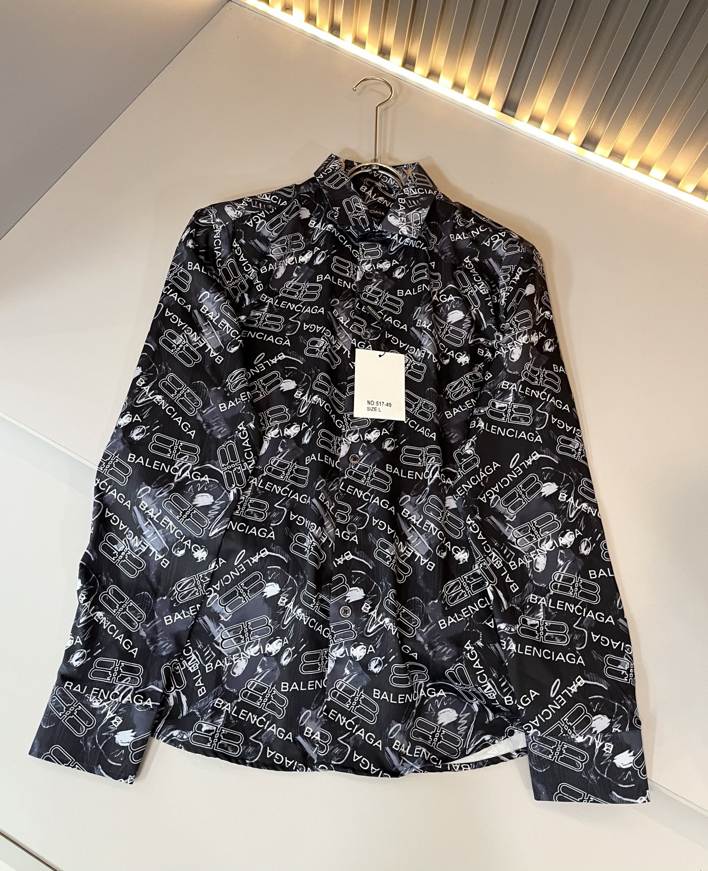BALENCI*GA巴黎*家 2025秋季新款男女同款👫衬衣，走秀图案印花时尚休闲短袖衬衣，全景logo