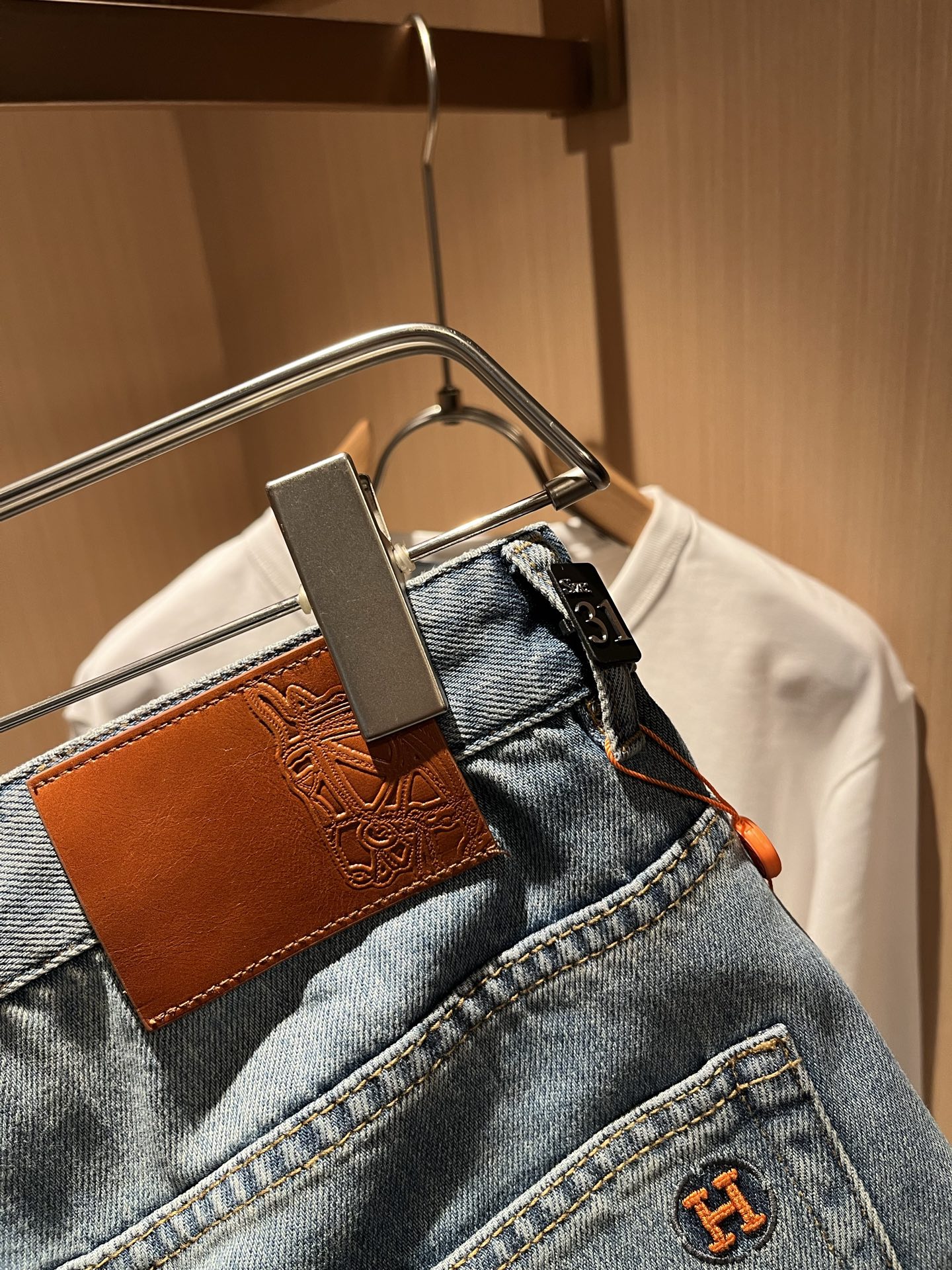 HERM*S 爱*仕 2025秋冬男士高端丹宁水洗小直筒牛仔裤 海外贸易公司渠道订单 ！男士修身直筒牛仔