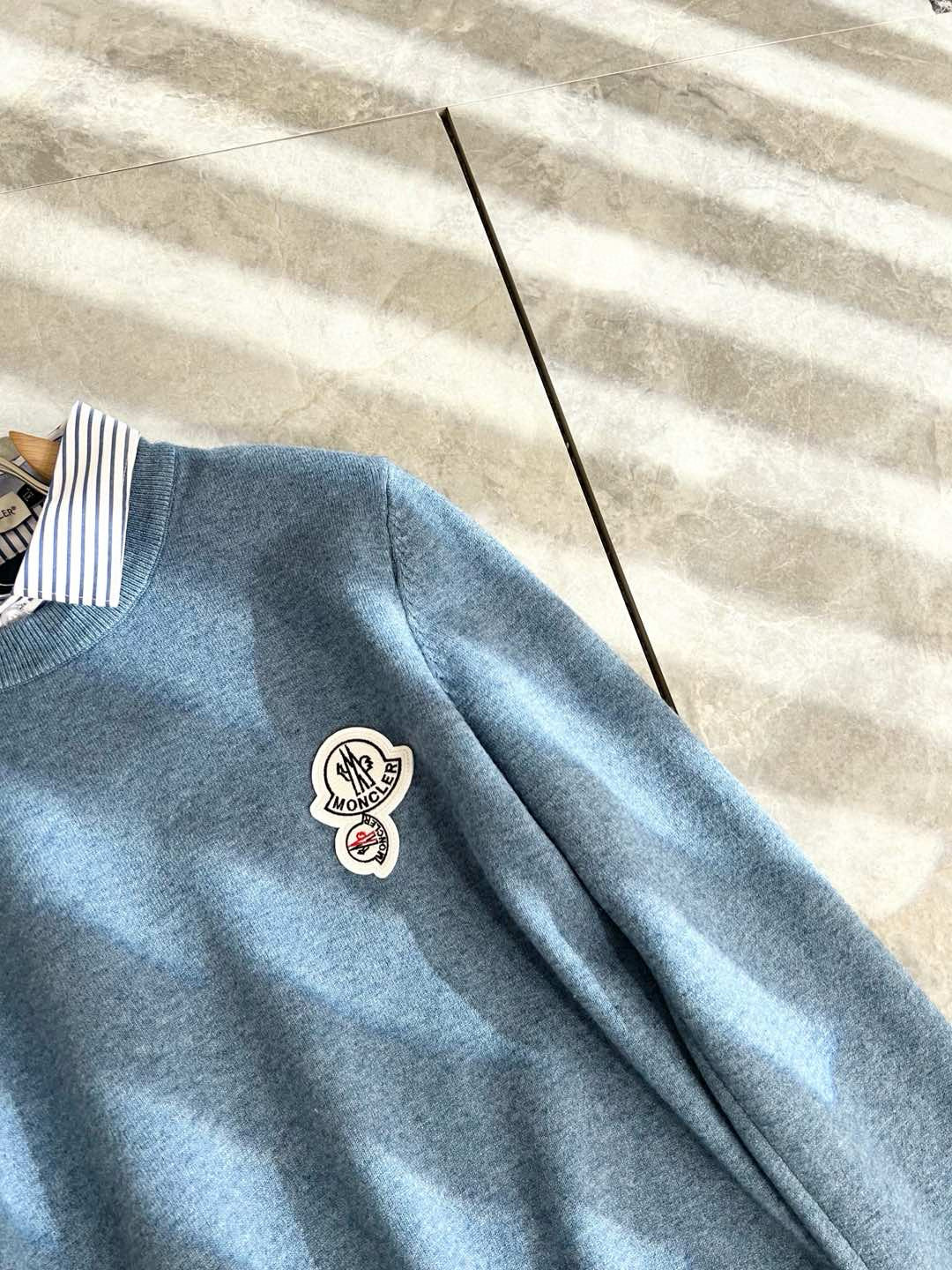 Moncl*r蒙*口 2025秋冬男士最新的贸易订单假两件针织羊毛衫，全品相！！网红款！工艺采用针织羊毛