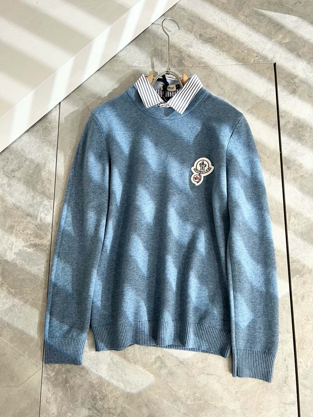 Moncl*r蒙*口 2025秋冬男士最新的贸易订单假两件针织羊毛衫，全品相！！网红款！工艺采用针织羊毛