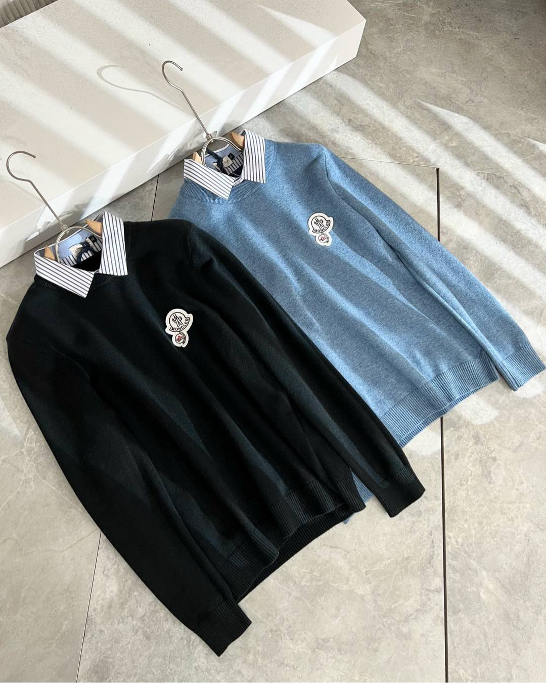 Moncl*r蒙*口 2025秋冬男士最新的贸易订单假两件针织羊毛衫，全品相！！网红款！工艺采用针织羊毛