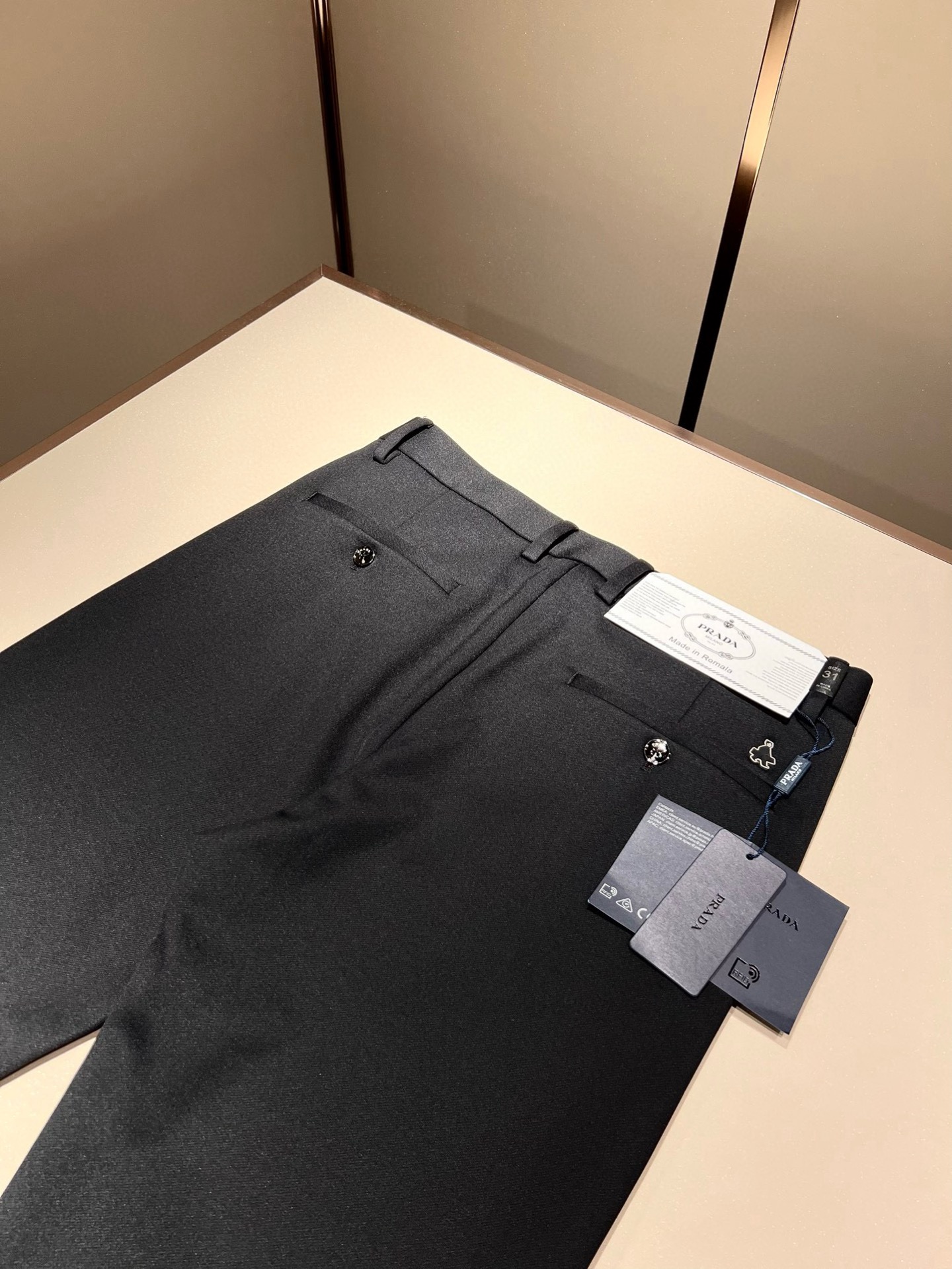 PRA*DA 普*达 2025秋冬新款弹力棉质混纺氨纶百搭西裤，男士经典商务休闲基础长裤西裤！贸易公司渠