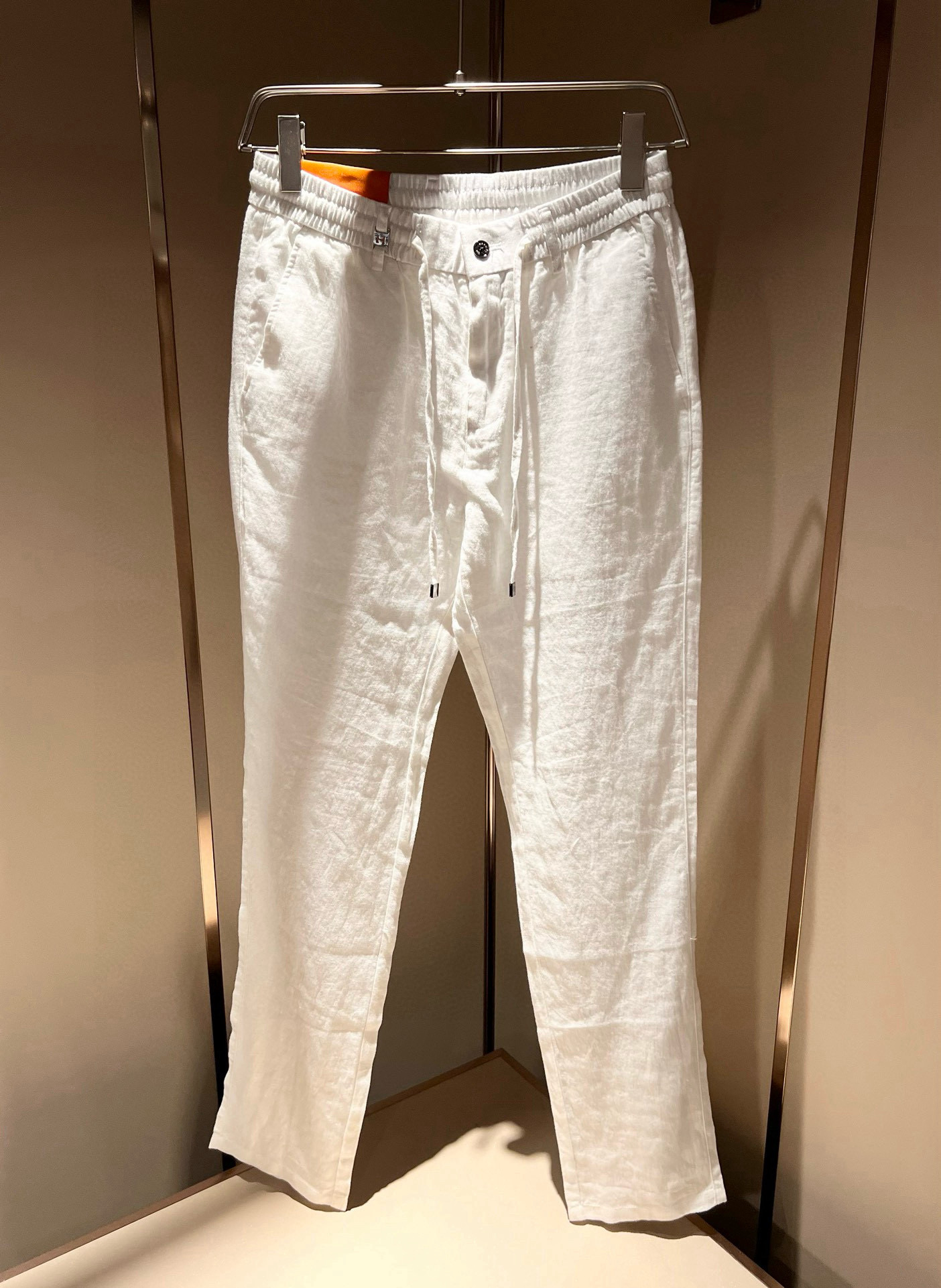 HERM*S 爱*仕 2025秋冬男士高端纯亚麻休闲裤 海外贸易公司渠道订单 ！男士休闲修身直筒休闲裤！