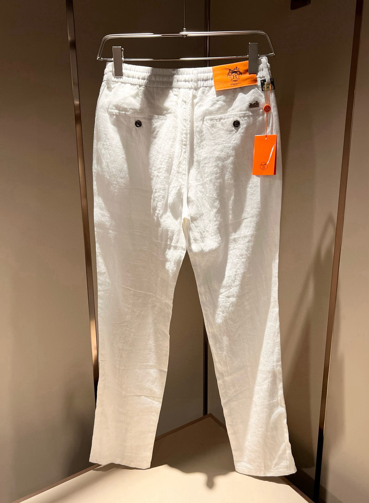 HERM*S 爱*仕 2025秋冬男士高端纯亚麻休闲裤 海外贸易公司渠道订单 ！男士休闲修身直筒休闲裤！