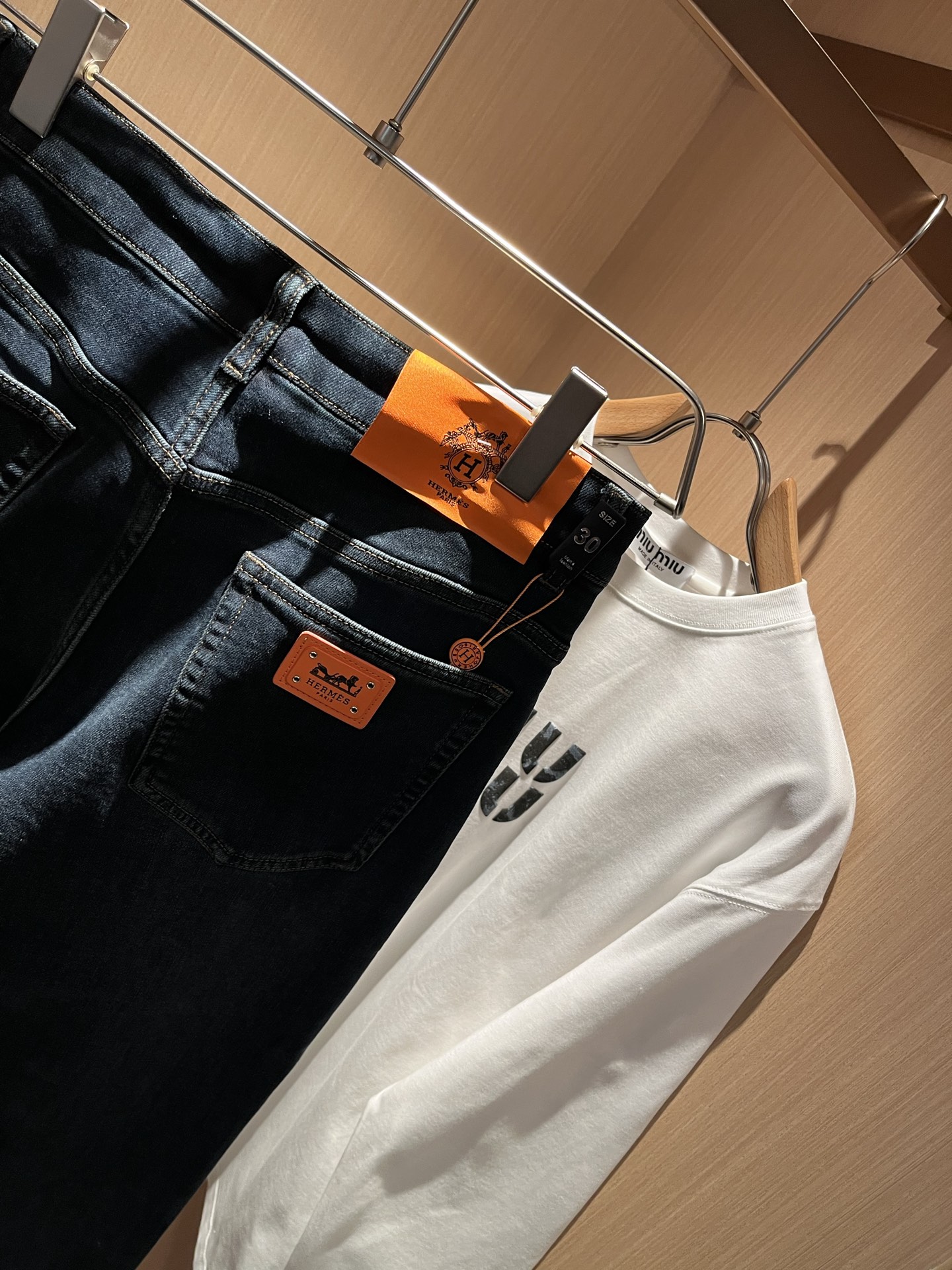 HERM*S 爱*仕 2025秋冬男士高端丹宁水洗小直筒牛仔裤 海外贸易公司渠道订单 ！男士修身直筒牛仔