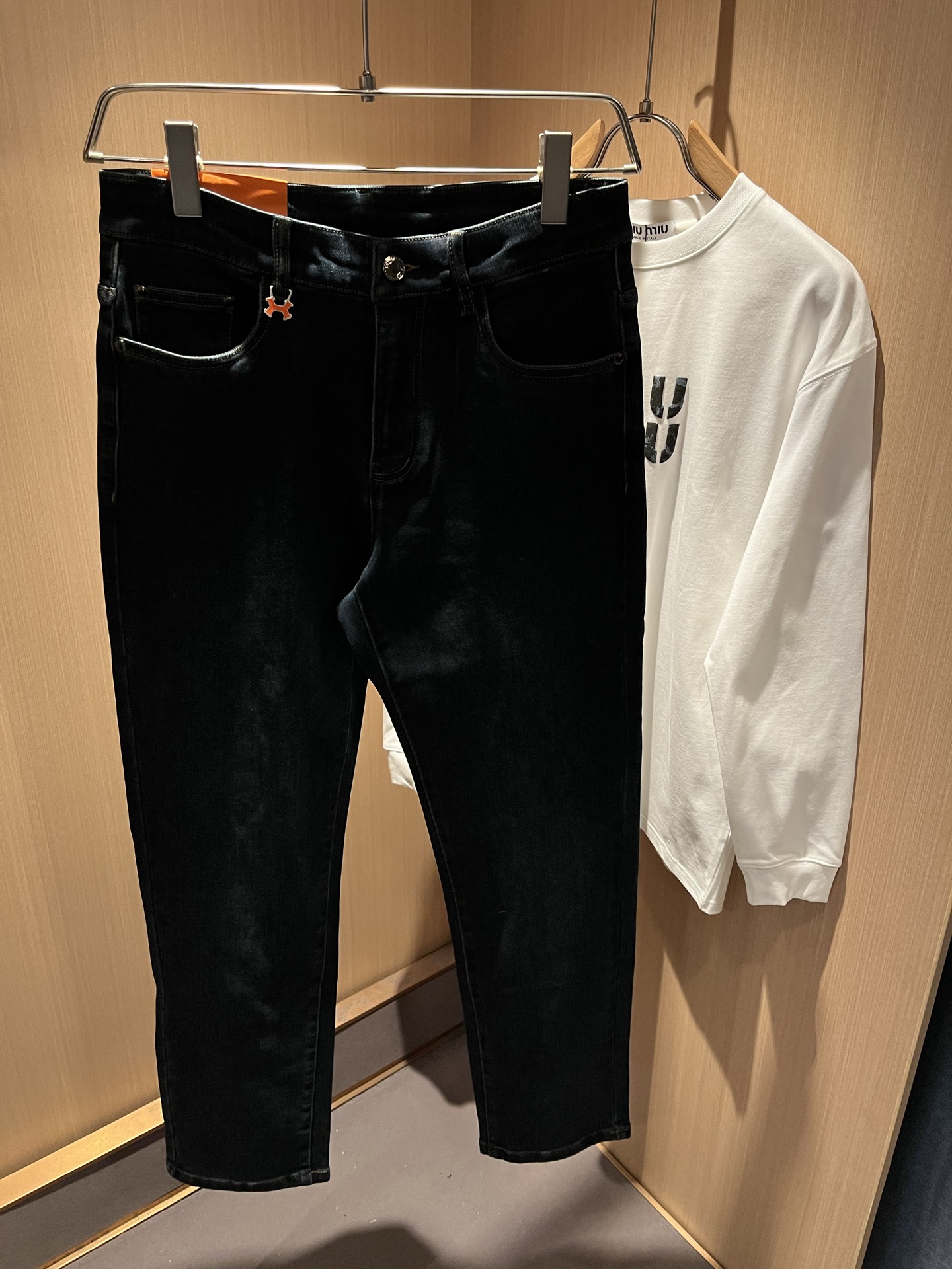 HERM*S 爱*仕 2025秋冬男士高端丹宁水洗小直筒牛仔裤 海外贸易公司渠道订单 ！男士修身直筒牛仔