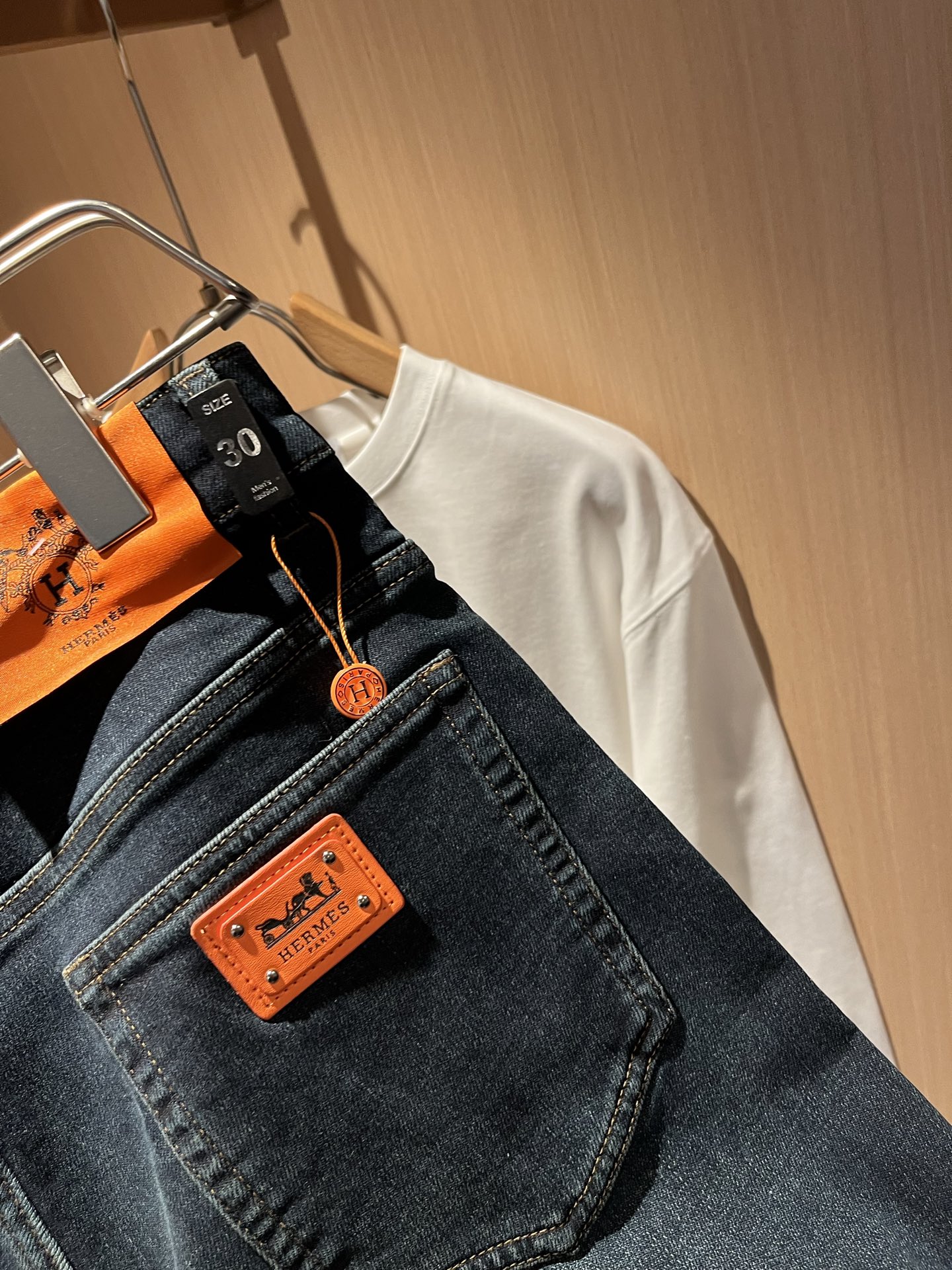 HERM*S 爱*仕 2025秋冬男士高端丹宁水洗小直筒牛仔裤 海外贸易公司渠道订单 ！男士修身直筒牛仔