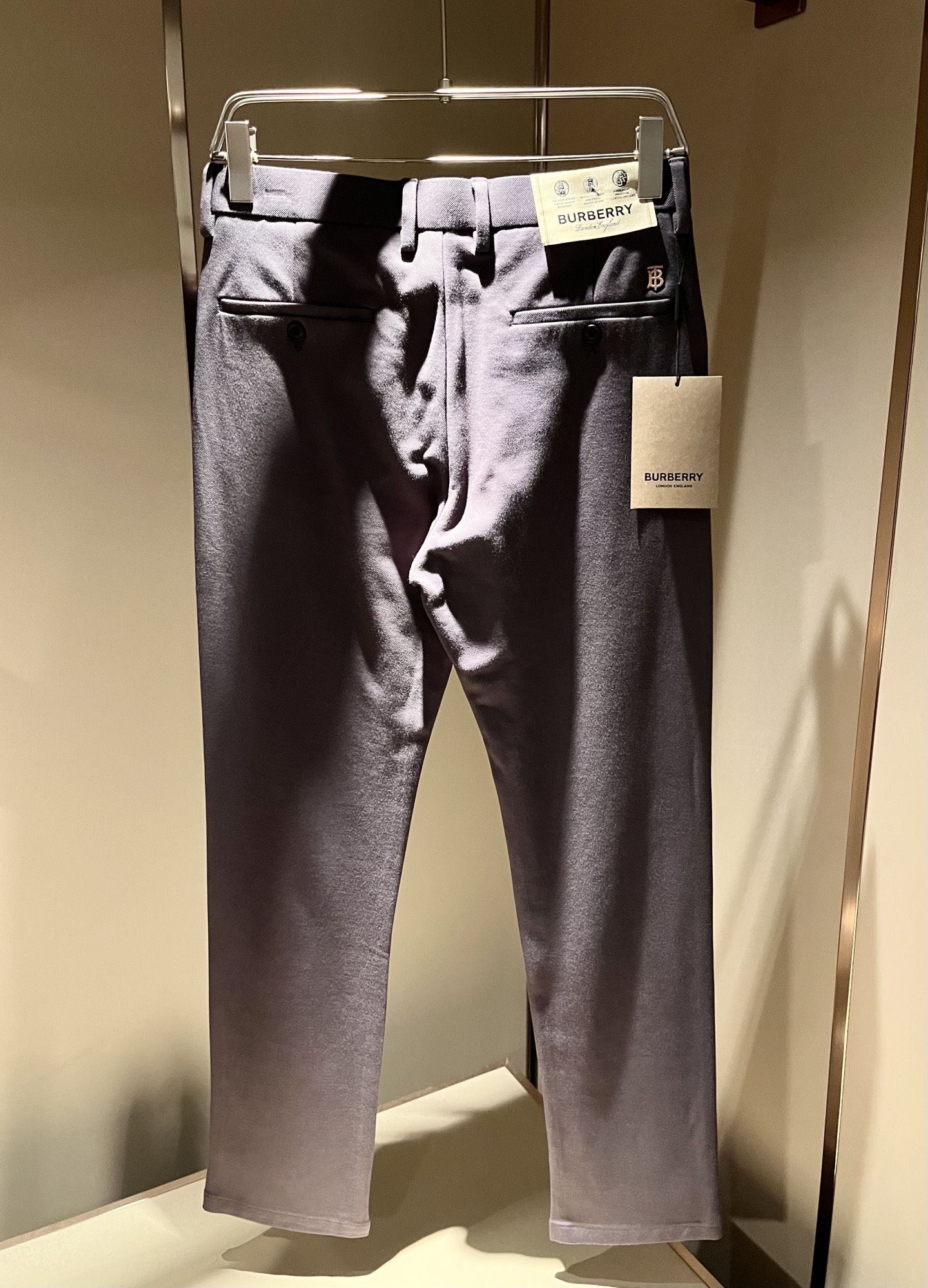 BURBER*Y巴*莉 2025秋冬男士休闲西裤，男士经典基础款小直筒裤 简洁纯色百搭款五金logo辅料