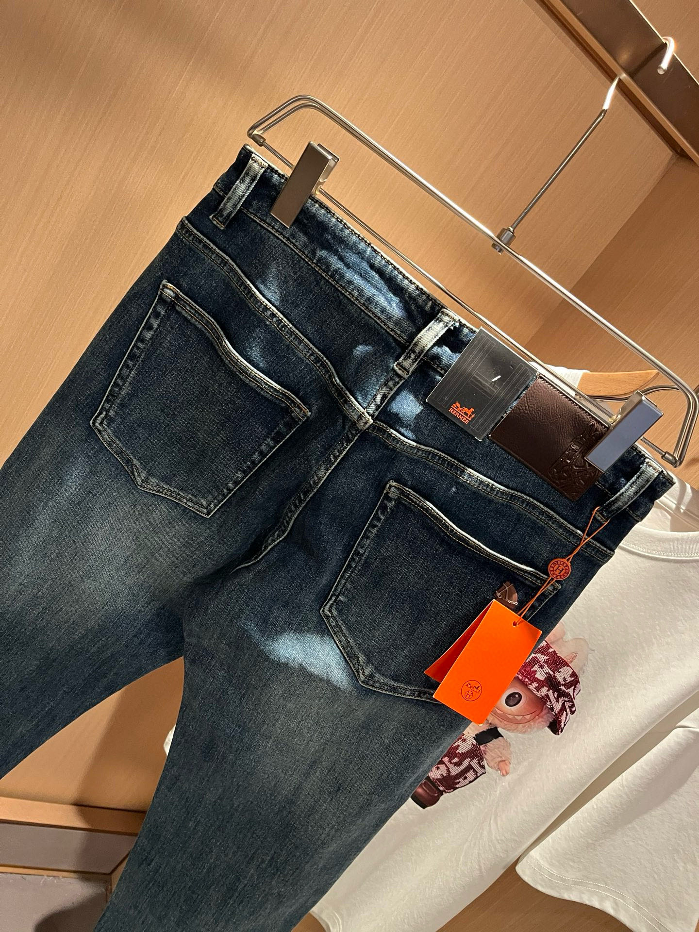 HERM*S 爱*仕 2025秋冬男士高端丹宁水洗小直筒牛仔裤 海外贸易公司渠道订单 ！男士修身直筒牛仔