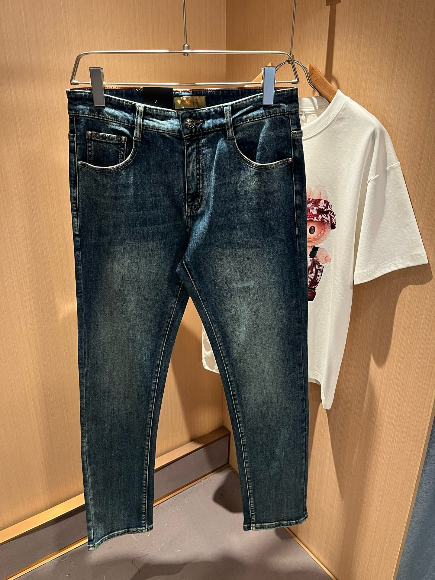 HERM*S 爱*仕 2025秋冬男士高端丹宁水洗小直筒牛仔裤 海外贸易公司渠道订单 ！男士修身直筒牛仔