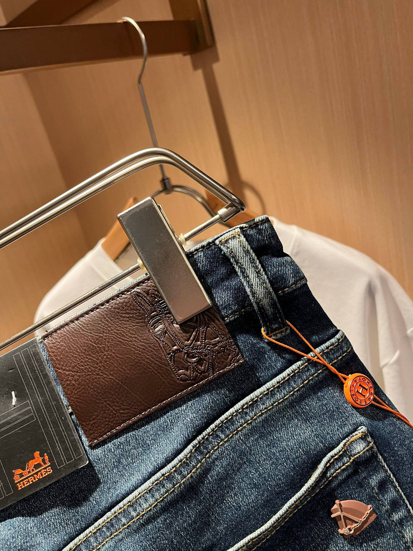 HERM*S 爱*仕 2025秋冬男士高端丹宁水洗小直筒牛仔裤 海外贸易公司渠道订单 ！男士修身直筒牛仔