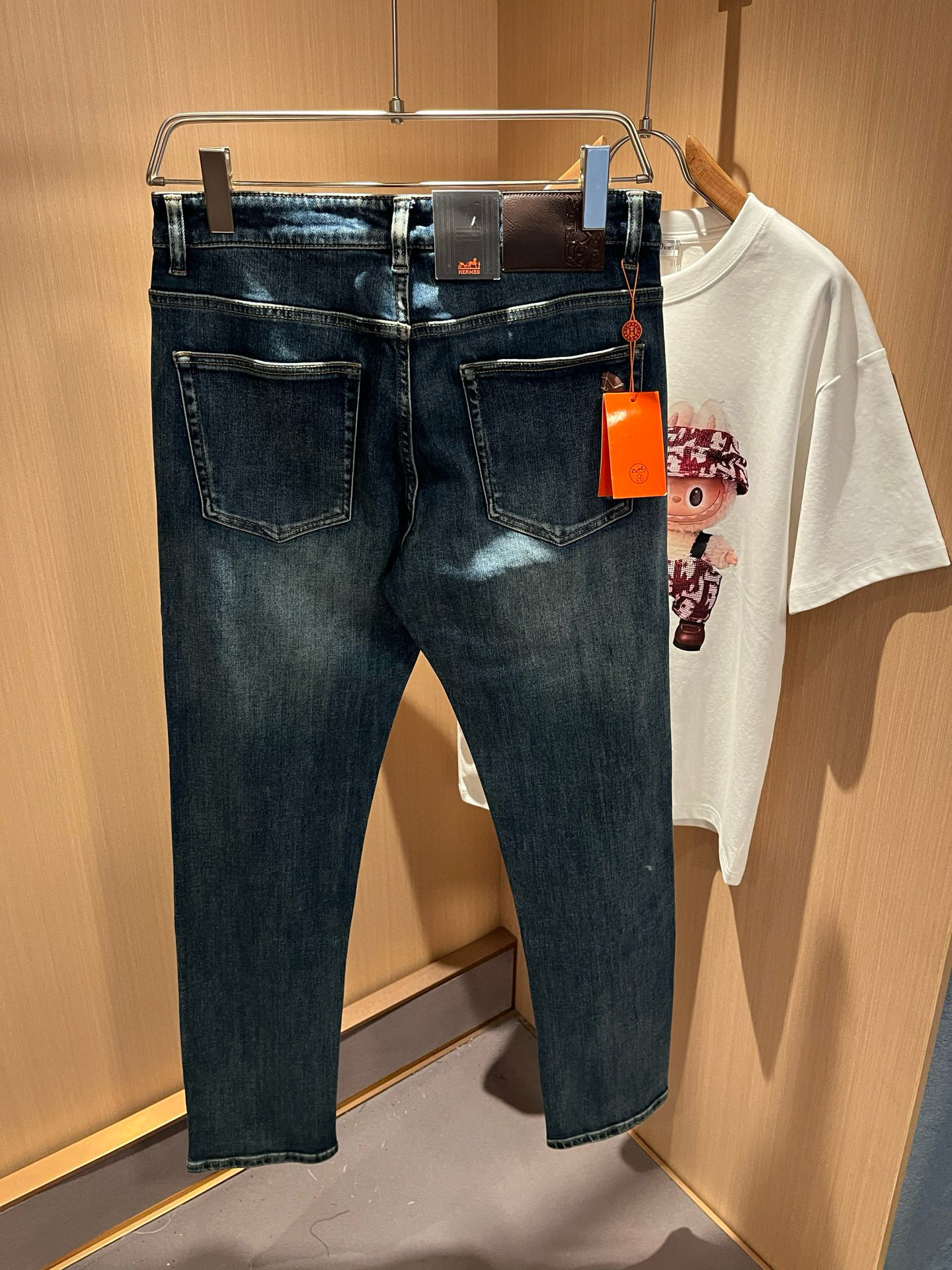 HERM*S 爱*仕 2025秋冬男士高端丹宁水洗小直筒牛仔裤 海外贸易公司渠道订单 ！男士修身直筒牛仔