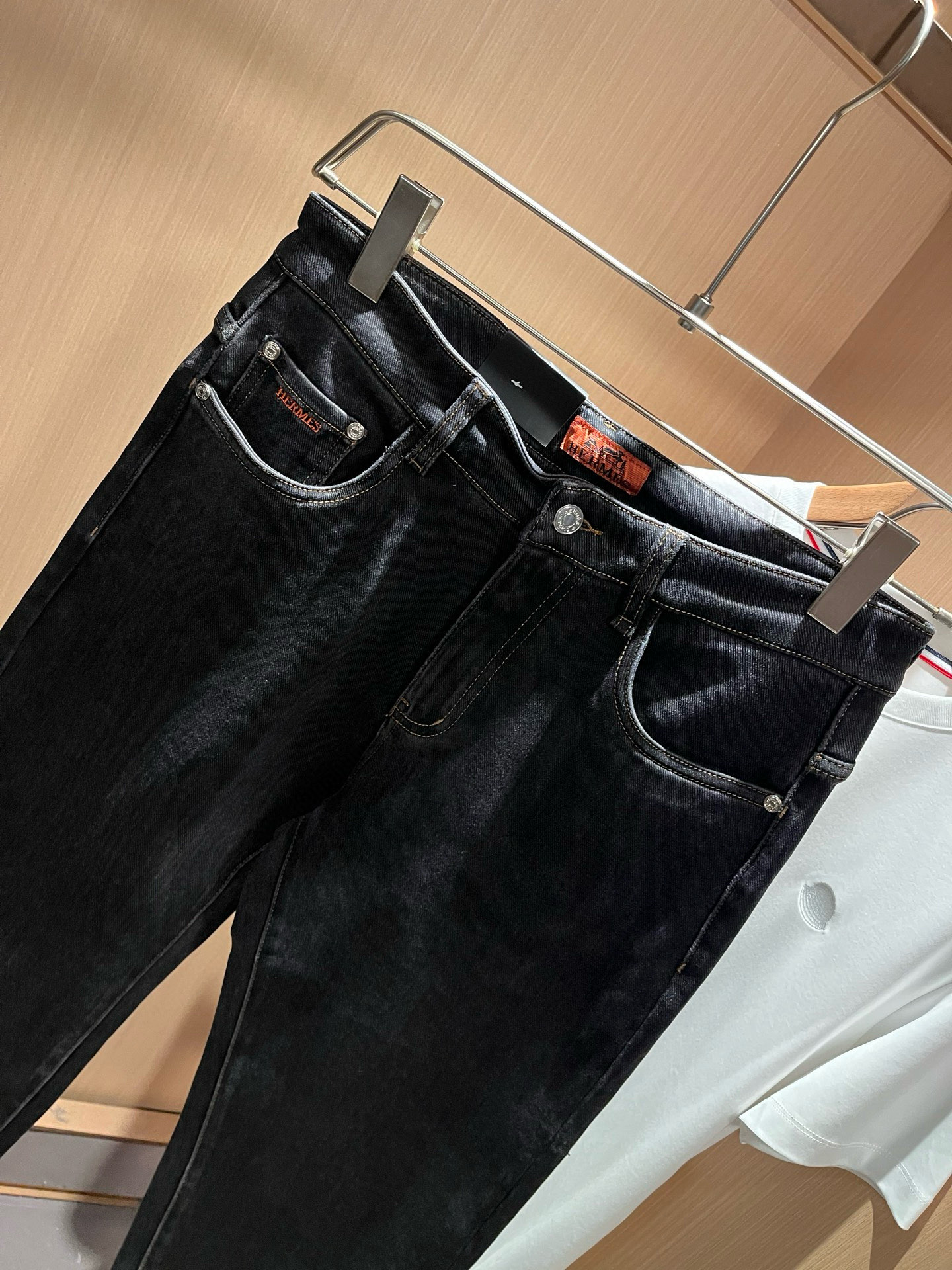 HERM*S 爱*仕 2026春夏男士高端丹宁水洗小直筒牛仔裤 海外贸易公司渠道订单 ！男士修身直筒牛仔