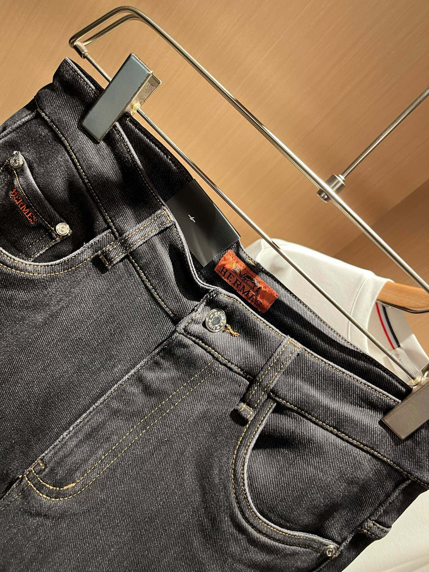 HERM*S 爱*仕 2026春夏男士高端丹宁水洗小直筒牛仔裤 海外贸易公司渠道订单 ！男士修身直筒牛仔