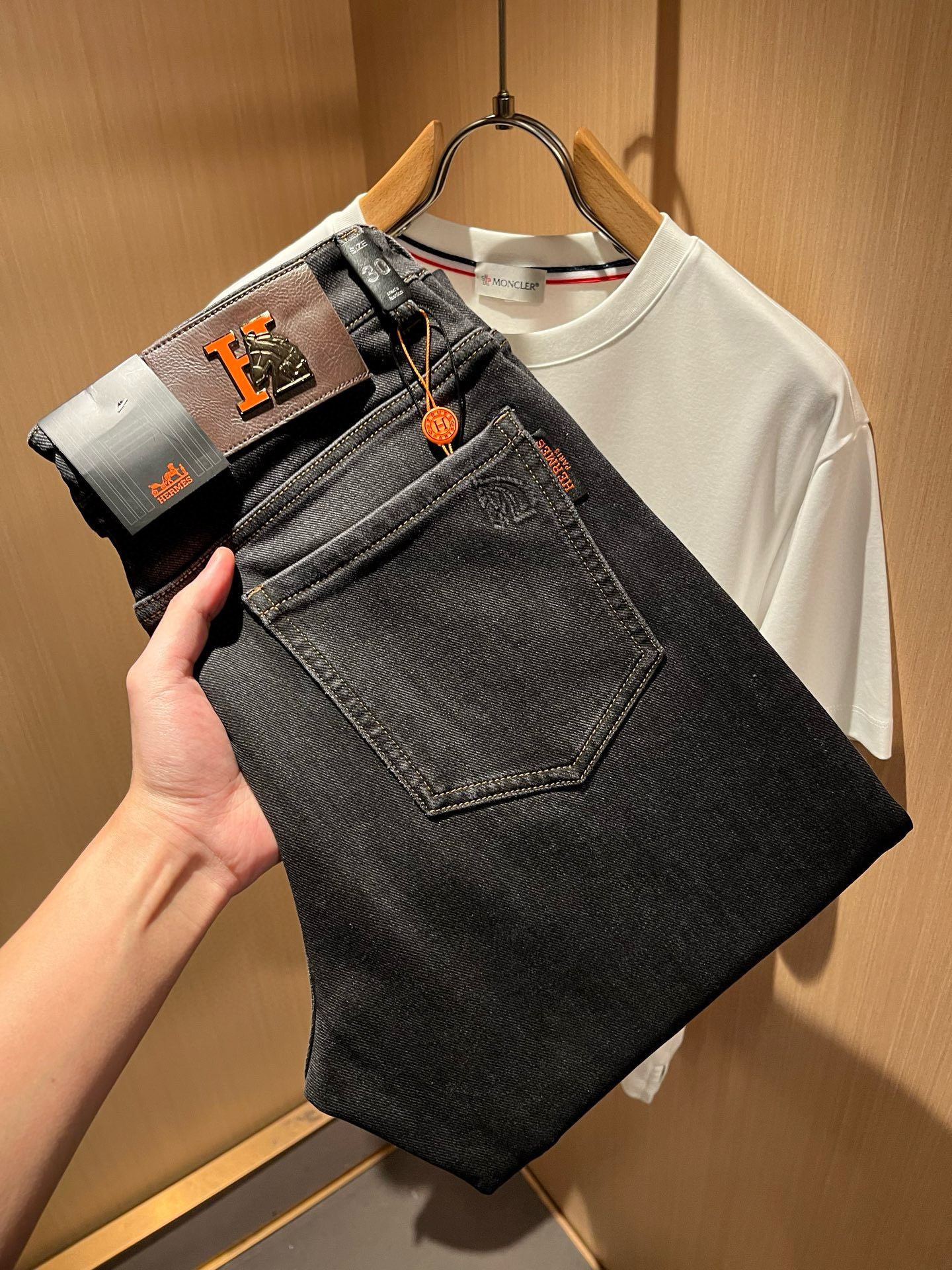 HERM*S 爱*仕 2026春夏男士高端丹宁水洗小直筒牛仔裤 海外贸易公司渠道订单 ！男士修身直筒牛仔