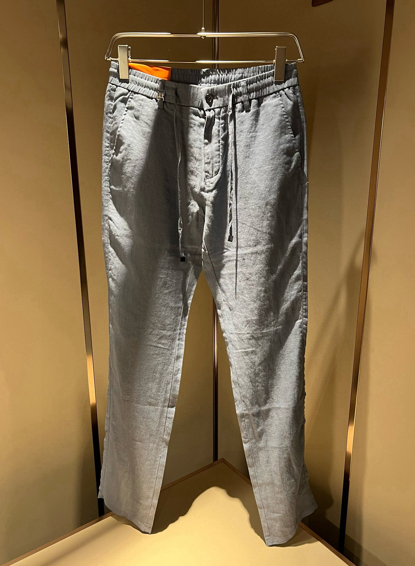 HERM*S 爱*仕 2026春夏男士高端纯亚麻休闲裤 海外贸易公司渠道订单 ！男士休闲修身直筒休闲裤！