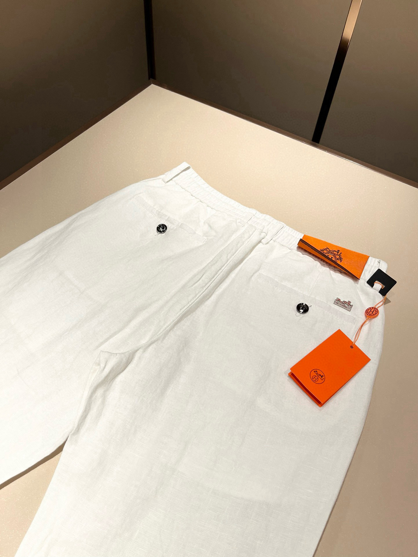 HERM*S 爱*仕 2026春夏男士高端纯亚麻休闲裤 海外贸易公司渠道订单 ！男士休闲修身直筒休闲裤！