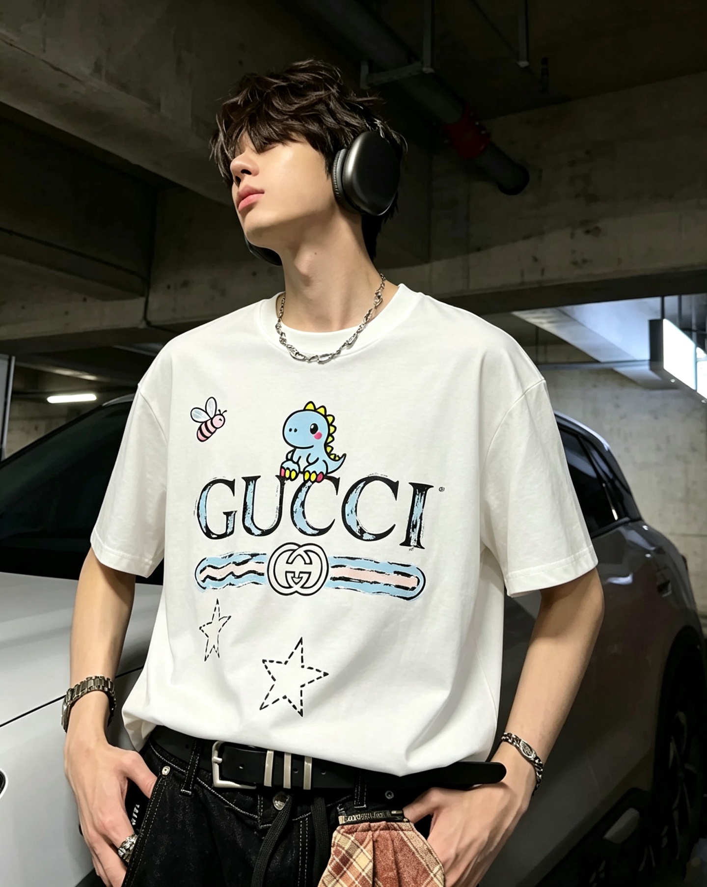 Gucc*古家 2026春夏新款男女同情侣款👫休闲宽松棉质圆领短袖T恤衫！贸易公司渠道稀出，同步官网发售