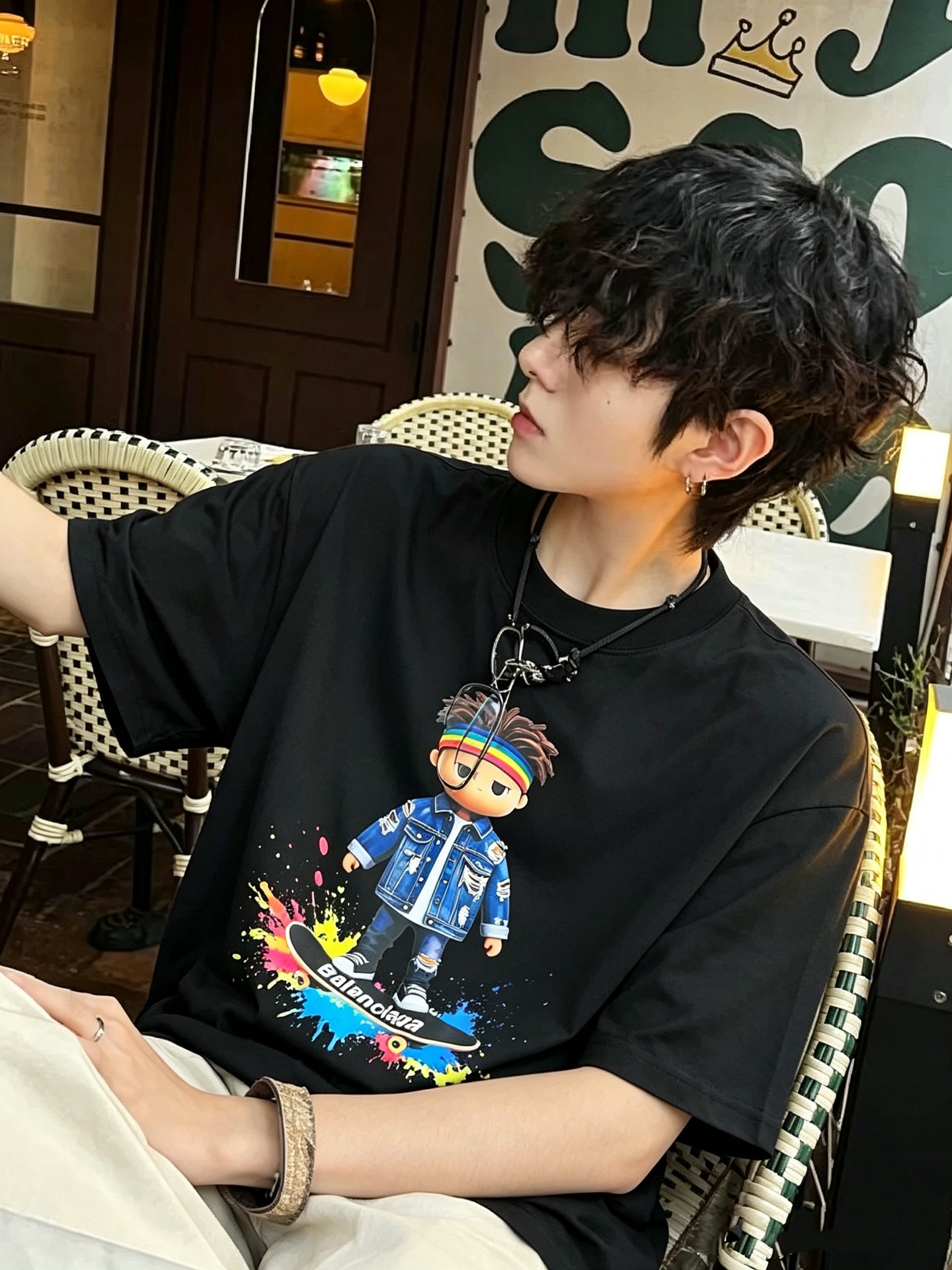 BALENCI*GA巴黎*家 2026春夏新款男女同款👫短袖T恤！走秀图案印花时尚休闲短袖T恤衫！设计l