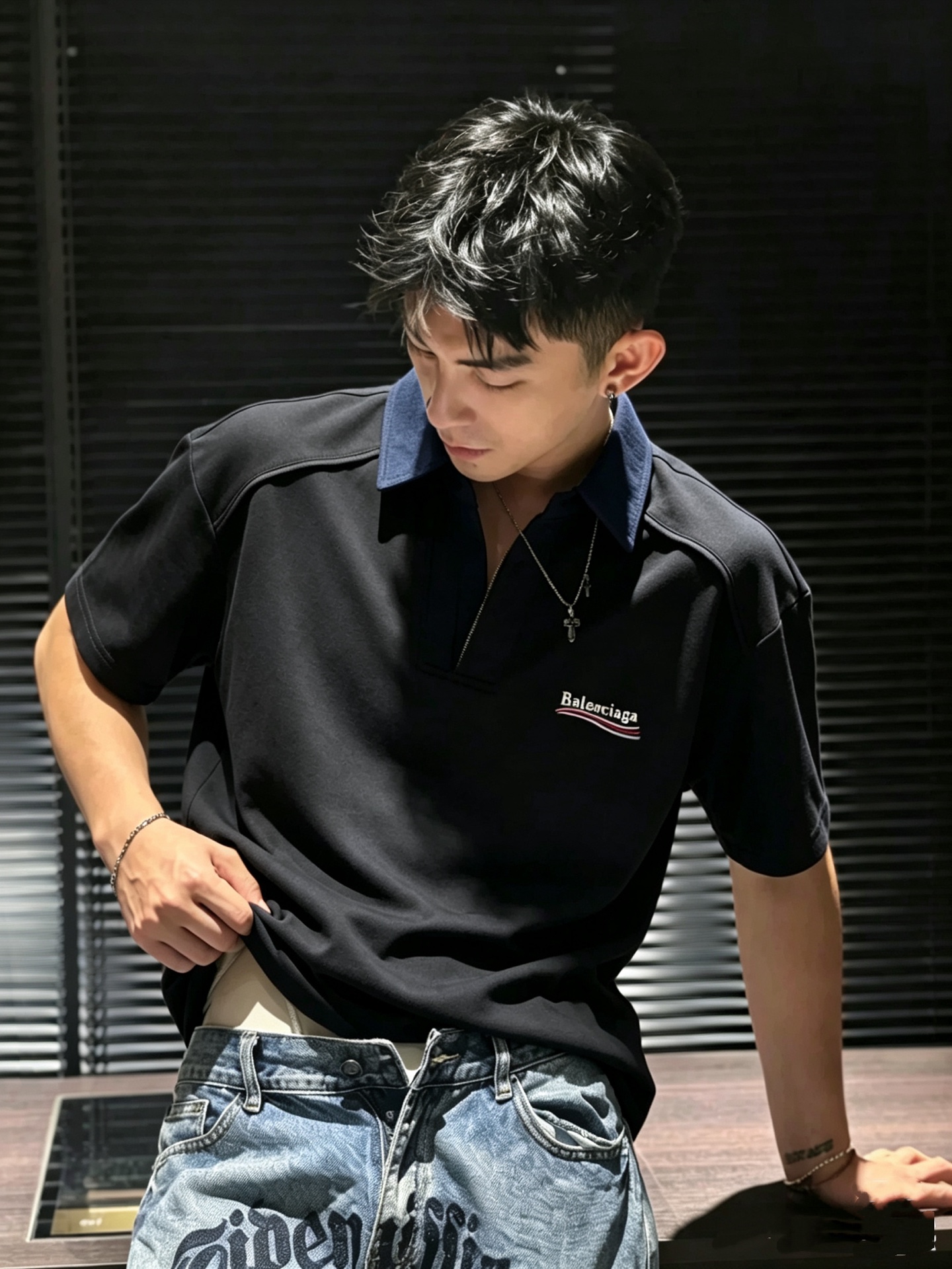 BALENCI*GA巴黎*家 2026春夏新款男女同款👫翻领短袖T恤！走秀图案印花时尚休闲短袖T恤衫！设