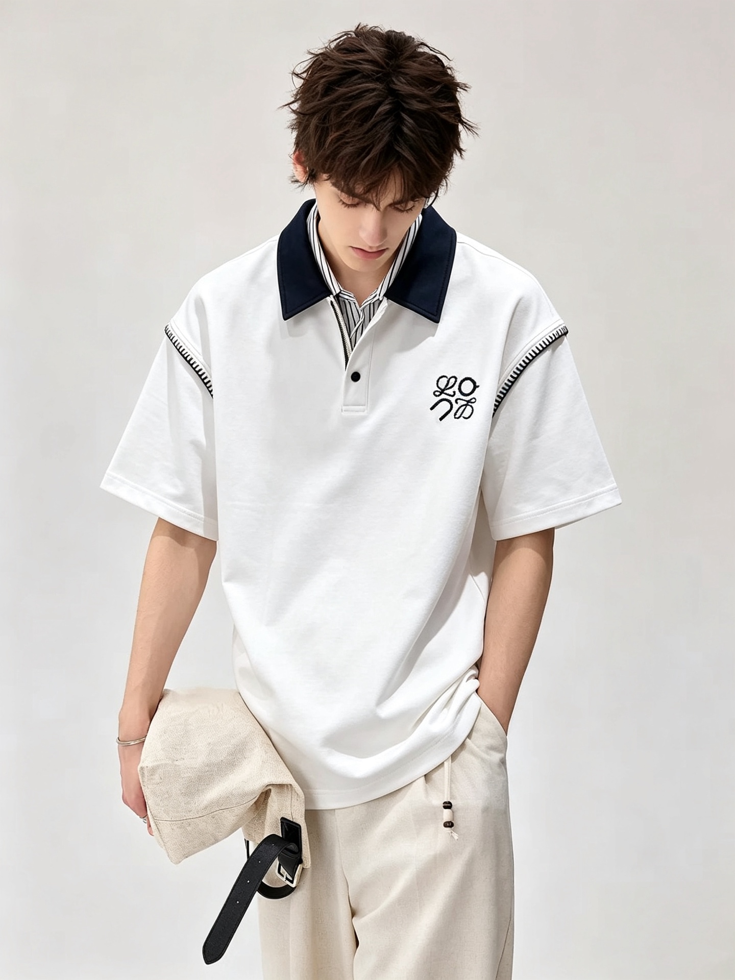 NO:936152,LO*WE/罗*伟 2026 spring and summer men's lapel short-sleeved POLO shirts, available from trading company channels, the latest 2026 spring and summer products, sold simultaneously in official counters, classic star-level items!  LO*WE's leather goods have the highest say in the entire fashion circle. The brand value is very influential and has a century-old historical and cultural heritage. It is a brand used by the royal family and nobles. Its exquisite craftsmanship and design have subverted modern aesthetics!  The overall design is in line with the aesthetic design of the LOE family, using classic brand elements, perfectly inheriting the essence and genes of the LOE family, and injecting the brand logo embroidery design!  The vision is quite exquisite and beautiful, highlighting the brand characteristics, highly recognizable and very fashionable. The overall design interprets minimalism to the extreme, simple and elegant!  High-end materials are imported from Egypt, and high-end high-quality cotton is selected and woven and dyed in a century-old Italian workshop. It is an extremely luxurious and special material. The fabric properties are all of the highest quality. The mesh structure is delicate and natural, with perfect combination of comfort and breathability. The tactile experience is self-evident, and the ultimate luxury enjoyment!  The appearance is perfect, the details are exquisite, the fashionable zipper placket, and the small lapel design not only reduce the age but also highlight the fashionable temperament. The upper body is full of temperament, the color matching is quite in line with the needs of the season, the control is very high, regardless of age, and the style is excellent!  Size M-3XL,,loewe,T-shirt,19860909LO*WE/罗*威2026春夏男士翻领短袖POLO衫,贸易公司渠道货,2026春夏最新品,官柜同步售卖,经典明星级单品！LO*WE家的皮具单品在整个时装圈最有极高的的发言权,品牌价值影响力颇高,有着百年历史文化底蕴,皇室御贵族御用品牌,其精湛的手工艺及设计感颠覆了现代审美！整体的设计符合LOE家美学设计,运用了经典的品牌元素,完美沿袭了LOE家的精髓与基因,注入品牌logo标识刺绣设计！视觉颇为精致美观,彰显了品牌特质,辨识度极高且极具时髦感,整体的设计将极简主义阐释到极致,简约而大方！客供埃及进口高级物料,甄选高端优质棉经过意大利百年工坊定织定染而成,极为奢华特殊的材质,面料属性皆为上乘,网眼结构细腻自然,舒适性与透气性完美兼备,触感体验不言而喻,奢华极致享受！品相完美如斯,细节处处精致考究,时尚拉链开合门襟,搭配小翻领设计,即减龄又凸显了时髦气质感,上身满满的气质感,配色相当符合搭配季节需求,驾驭度混搭性极高,无关年龄界定,造型感极佳的一款单品！尺码M-3XL,,loewe,T-shirt,,Men's clothing
