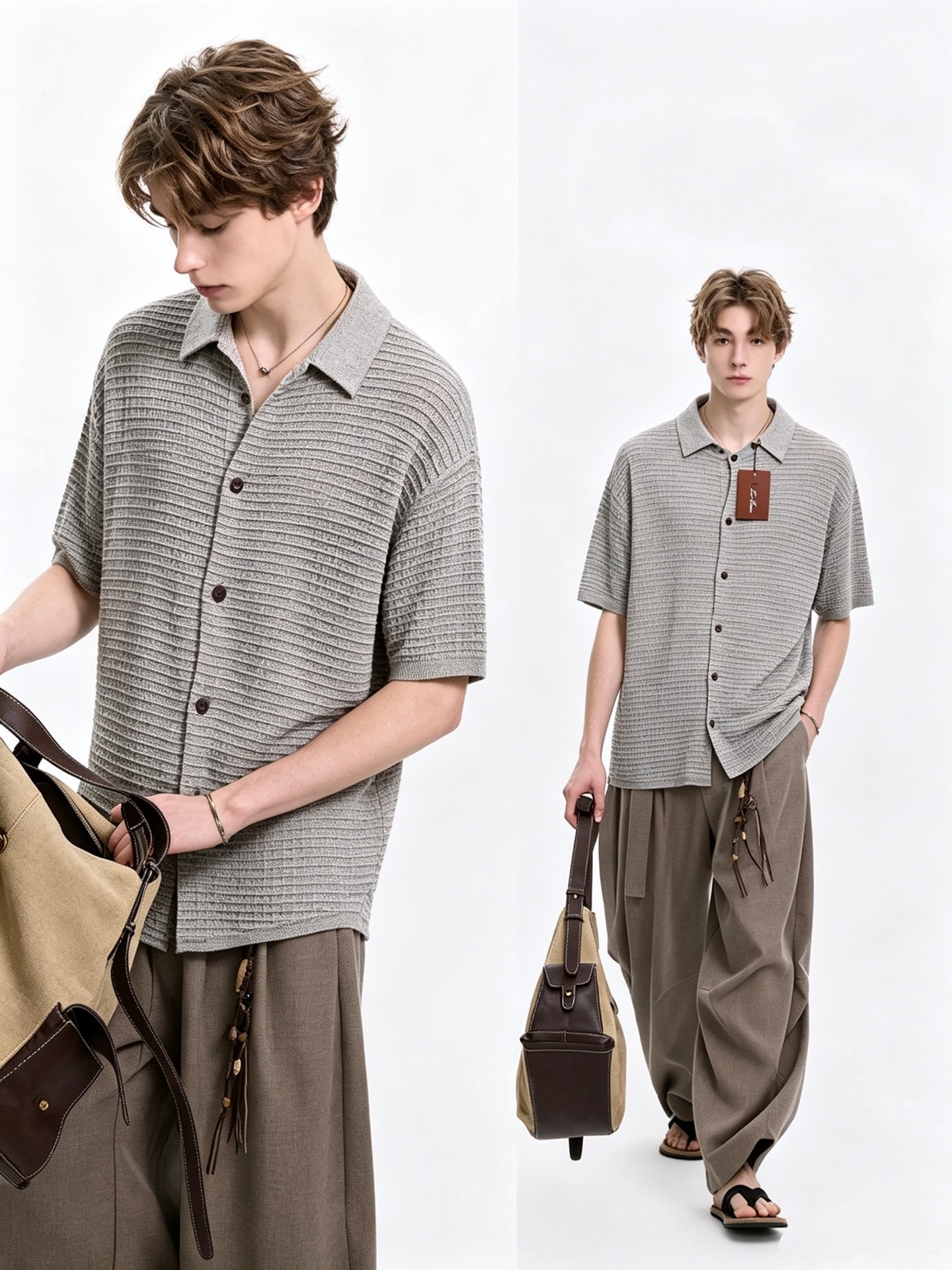NO:936164,Loro Piana 2026 spring and summer men's latest trade order lapel knitted short-sleeved T-shirt, all in good condition!  !  The upper body is comfortable and breathable, not stiff, and the overall body has a rich three-dimensional sense. Quality export order, back panel leather logo design!  The tailoring of exclusive knitted fabrics meets the simple needs of commuters. The upper body effect is very good, slimming, and not picky about the figure. The workmanship of the fabric... is impeccable. Only good craftsmanship and good fabrics can make you wear a good taste. It is a must-have item for everyone!  Size M-3XL,,loro piana,T-shirt,tees,t-shirt,19860909Loro Piana诺悠翩雅 2026春夏男士最新的贸易订单翻领针织短袖T恤,全品相！！上身舒适透气,不僵硬,整体有着丰富的立体感,品质出口订单,后幅皮革logo图案设计！定制专属针织面料剪裁,满足通勤人们对于着装的简约需求,上身效果很好,显瘦,不挑剔身材.面料做工....无可挑剔,好工艺好面料才能穿出好品味一款,人手必备单品！尺码M-3XL,,loro piana,T-shirt,tees，t-shirt,,Men's clothing