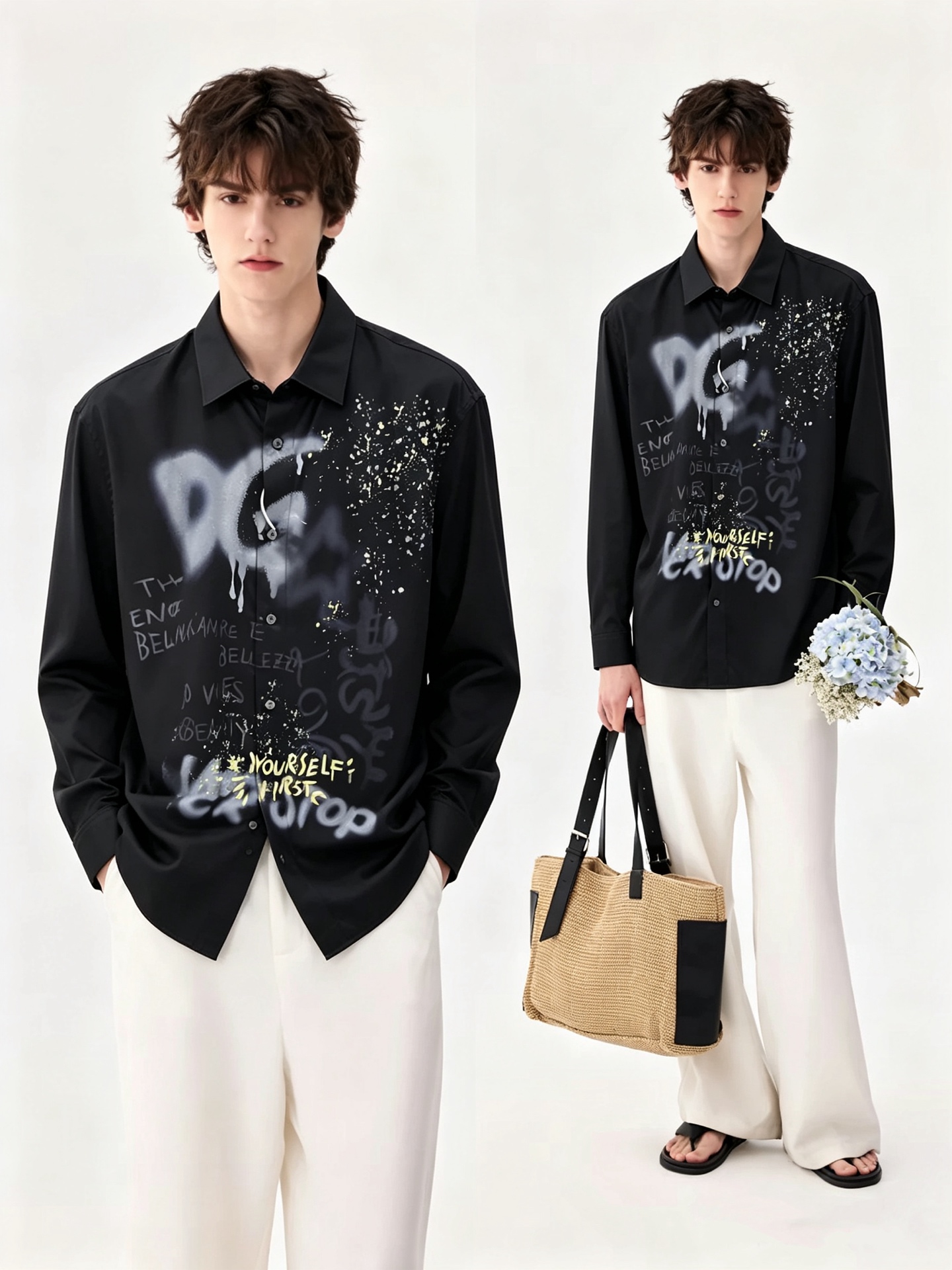 Dolce&Gabba*a 杜嘉*纳2026春夏新款男女同款👫衬衣，专柜同步发售！定制专属丝绸棉面料，胸前字母logo图