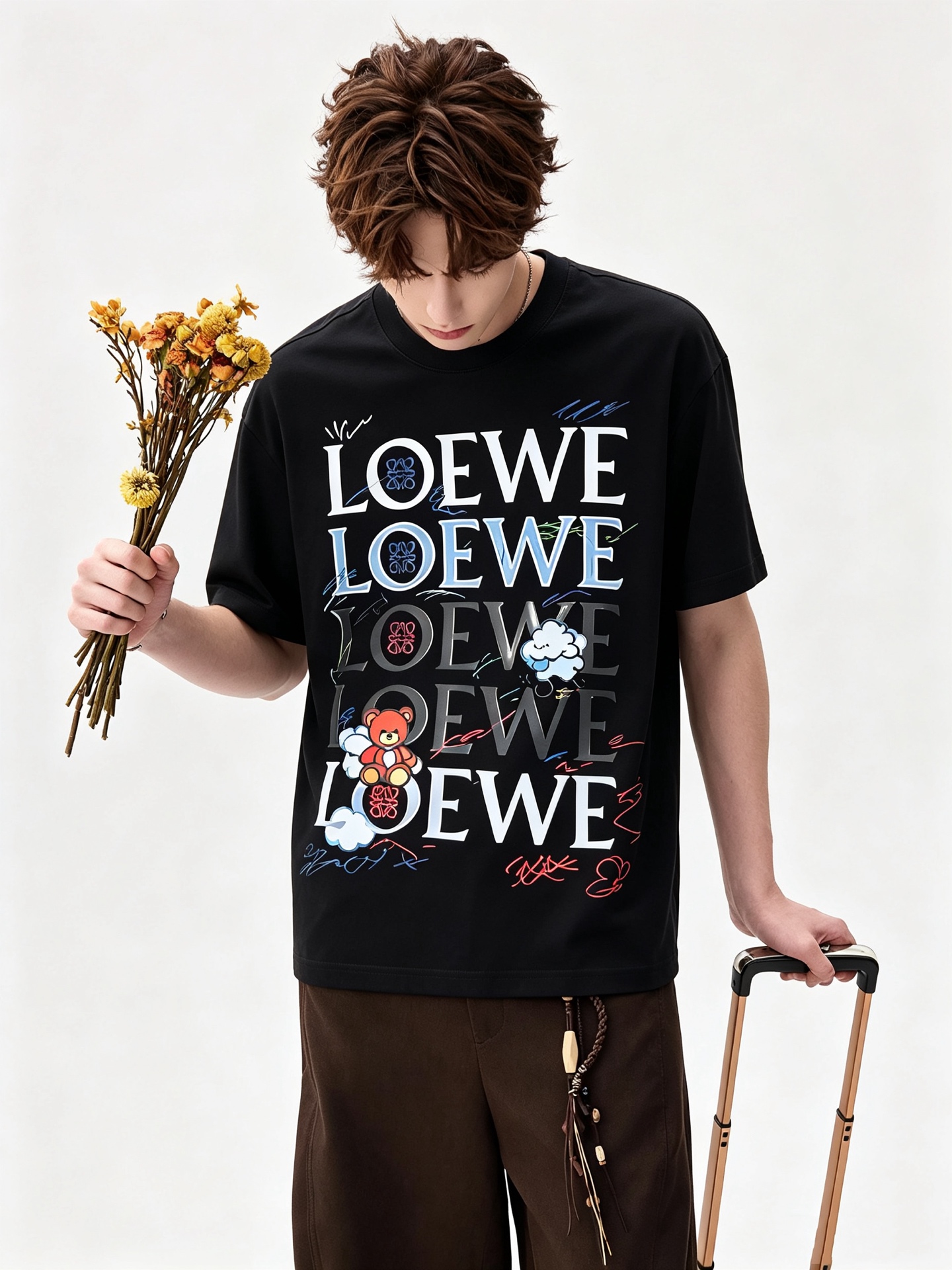 LOE*WE罗*威 2026春夏新款男女同款👫短袖T恤，意大利原厂订单渠道，极具个性高级风，标志logo图案印花工艺设计