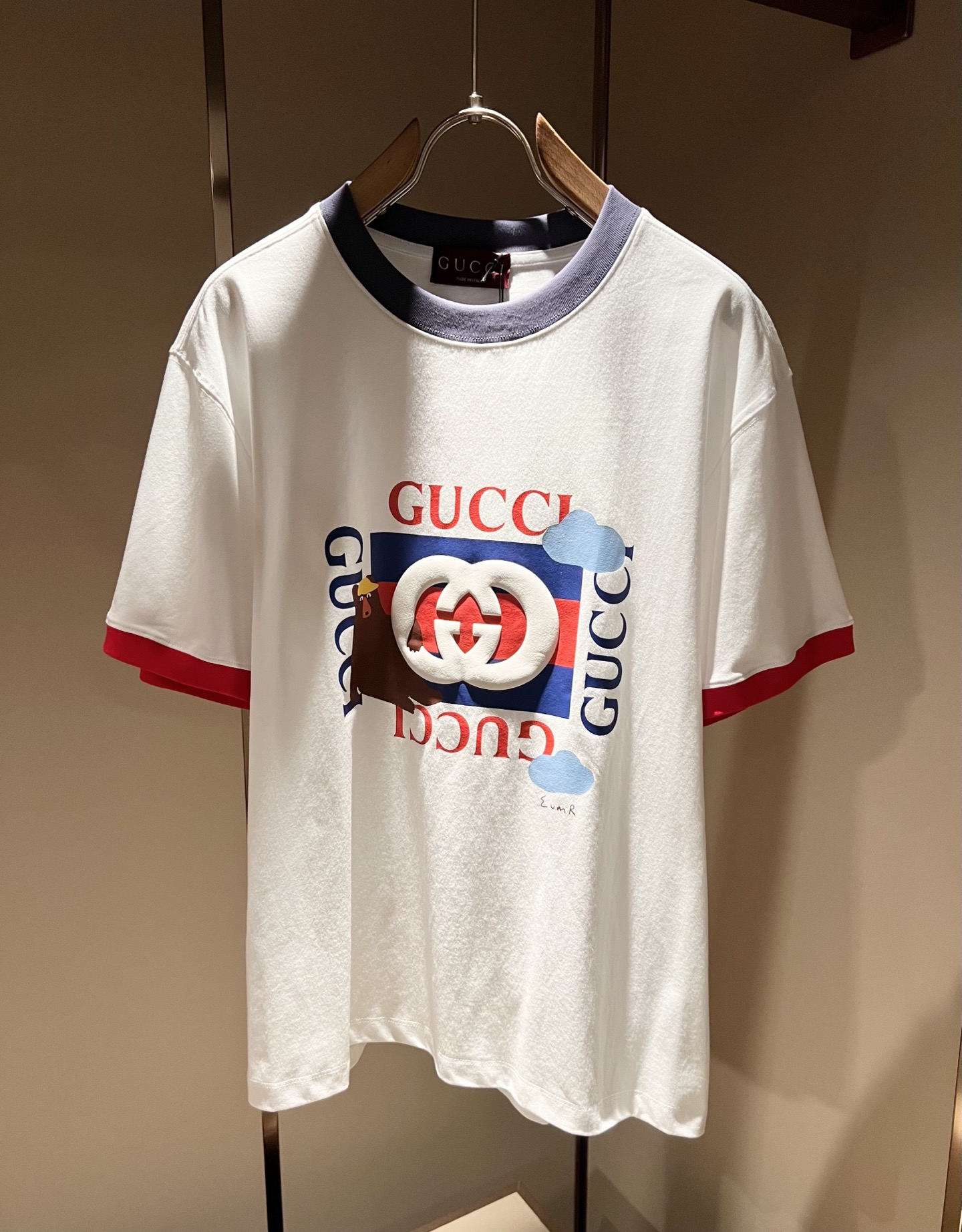 Gucc*古家 2026春夏新款男女同情侣款👫休闲宽松棉质圆领短袖T恤衫！贸易公司渠道稀出，同步官网发售 ！     2