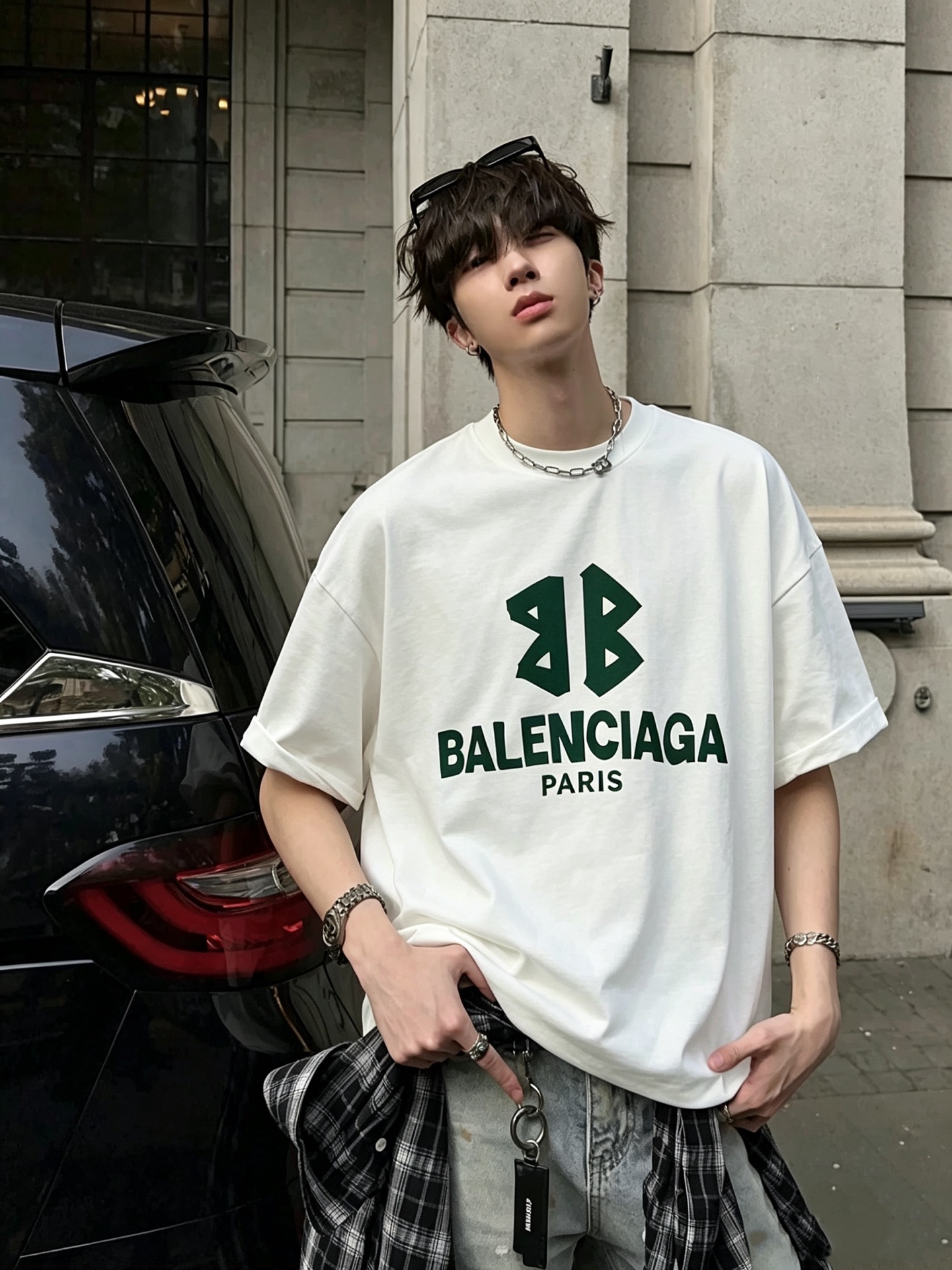 BALENCI*GA巴黎*家 2026春夏新款男女同款👫短袖T恤！走秀图案印花时尚休闲短袖T恤衫！设计logo压胶设计！