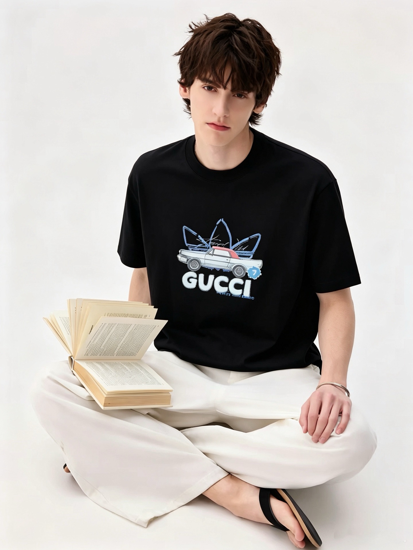 Gucc*古家 2026春夏新款男女同情侣款👫休闲宽松棉质圆领短袖T恤衫！贸易公司渠道稀出，同步官网发售 ！     2