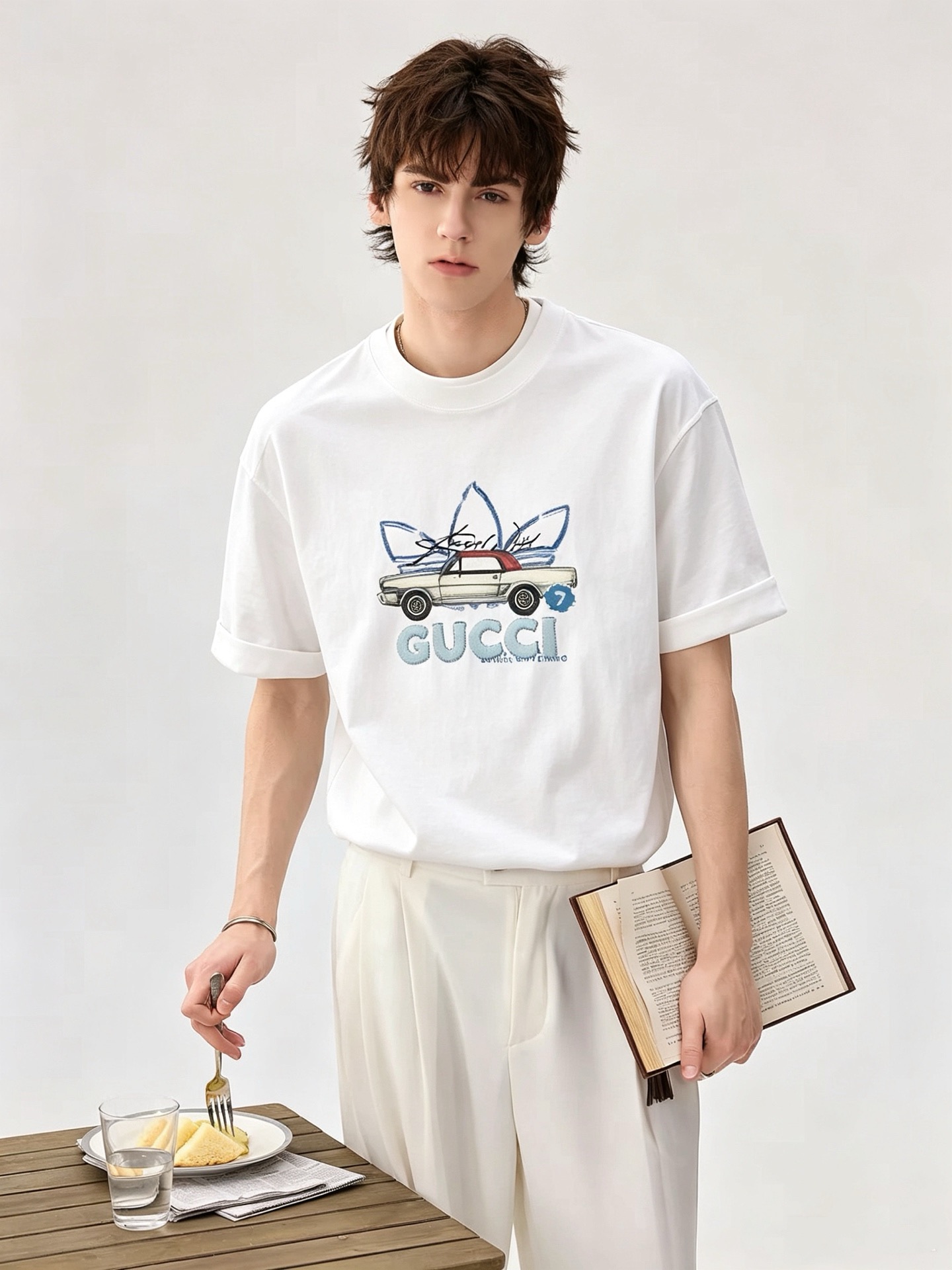 Gucc*古家 2026春夏新款男女同情侣款👫休闲宽松棉质圆领短袖T恤衫！贸易公司渠道稀出，同步官网发售 ！     2